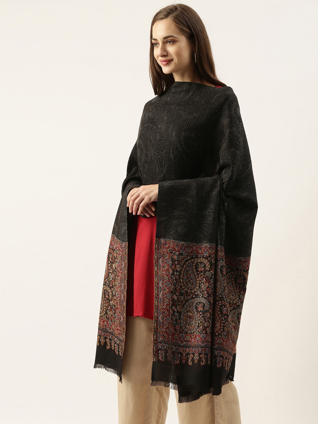 

Pashmoda Women Black Kaani Woven Shawl