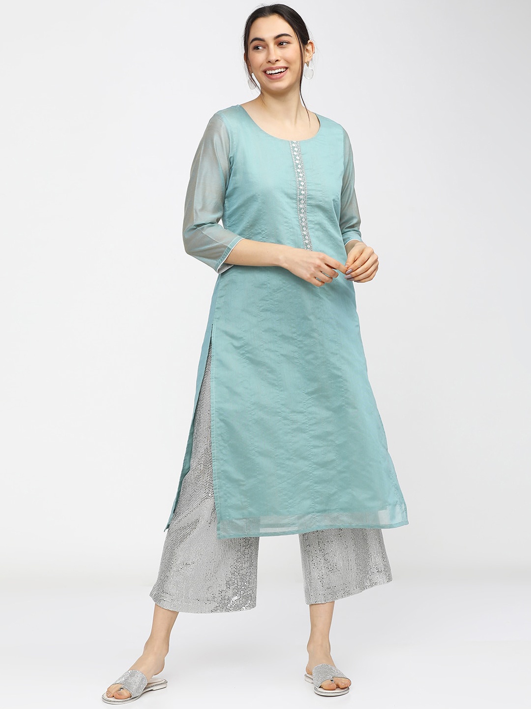 

Vishudh Women Blue Yoke Design Kurta