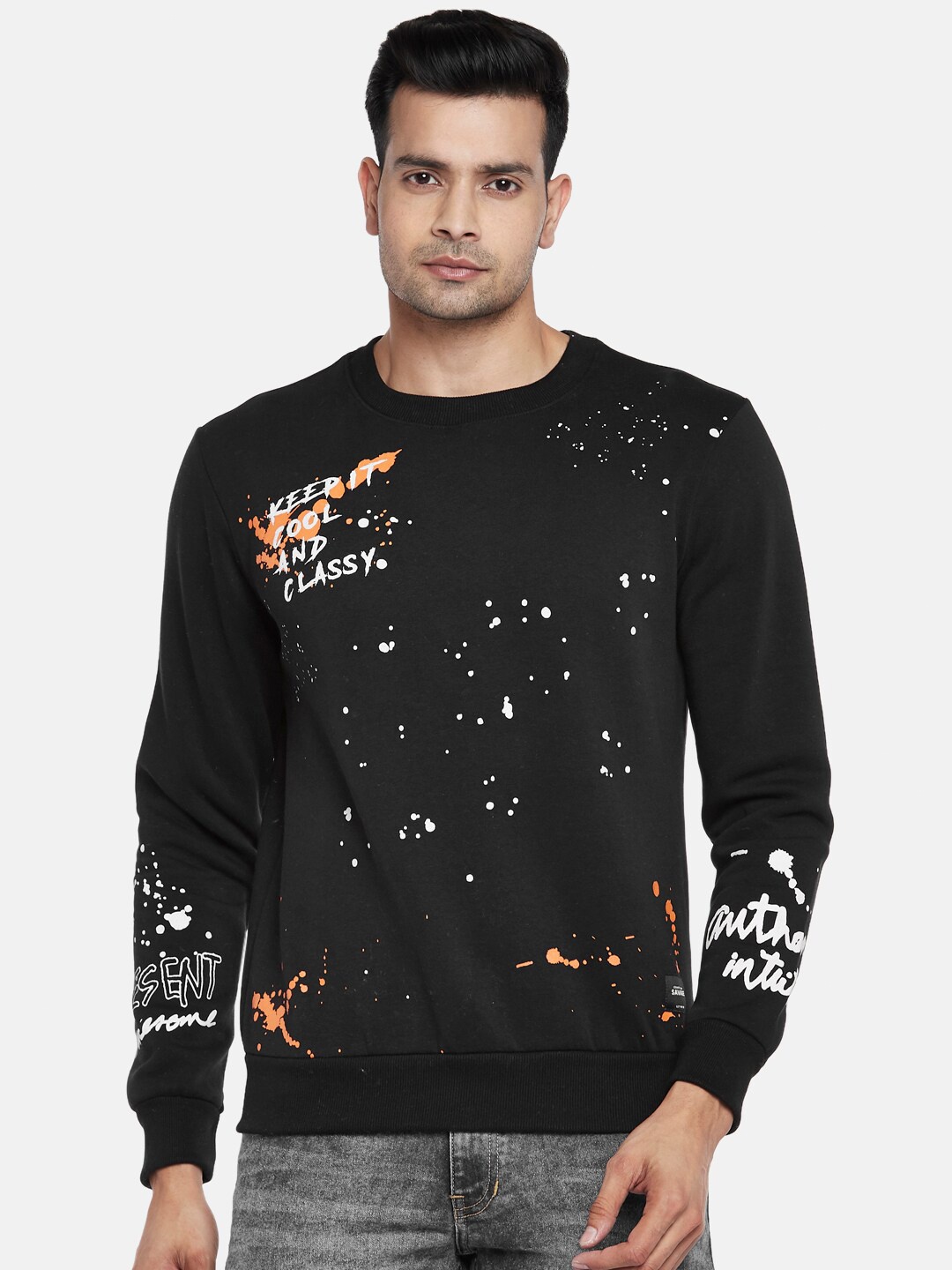 

People Men Black Printed Sweatshirt