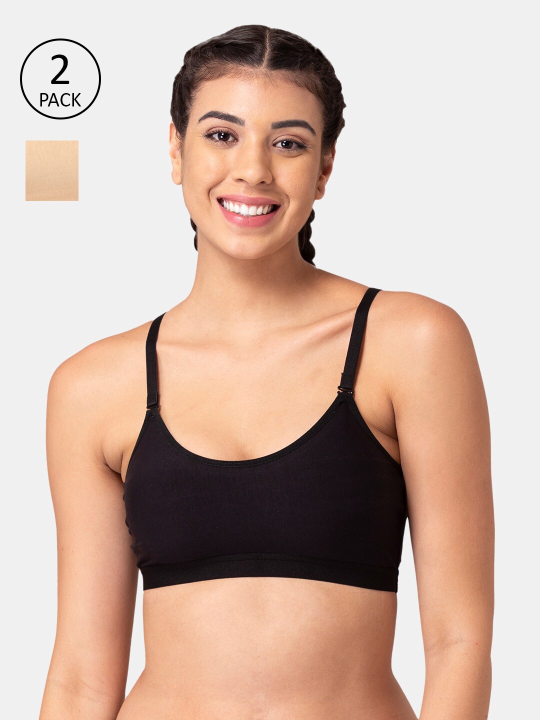 

Tweens Set of 2 Black & Beige Lightly Padded T-shirt Bra