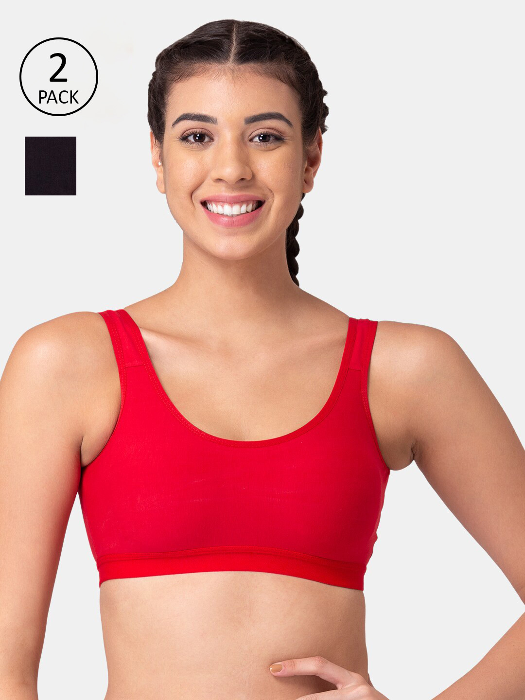 

Tweens Pack of 2 Active Sports Bra Lightly Padded, Red
