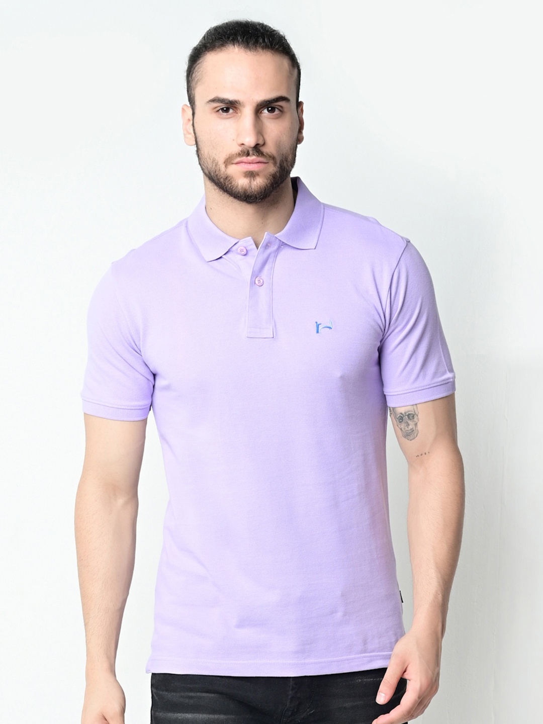

FLAWLESS Men Purple Solid Polo Collar T-shirt