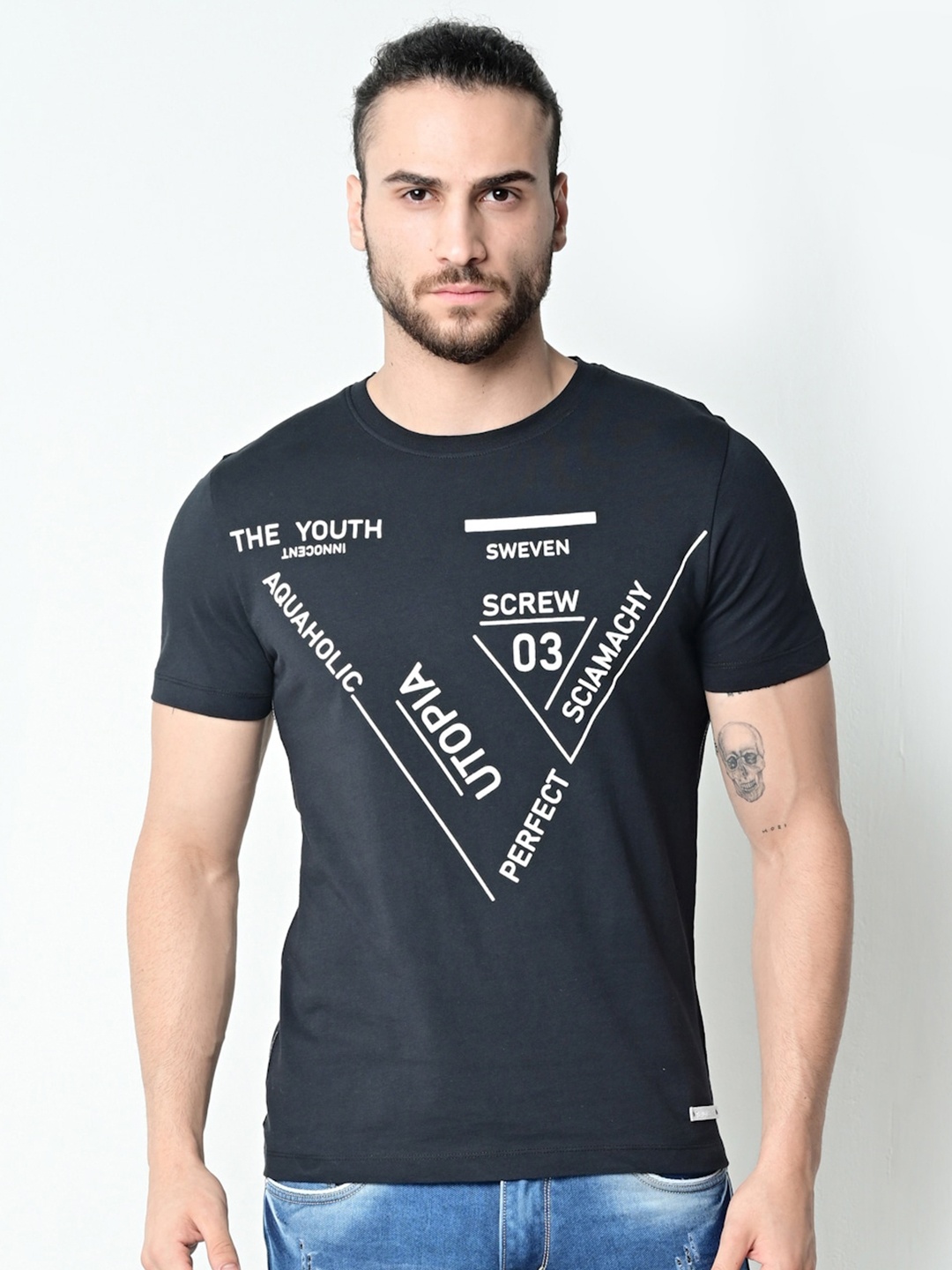 

FLAWLESS Men Black Typography Printed T-shirt