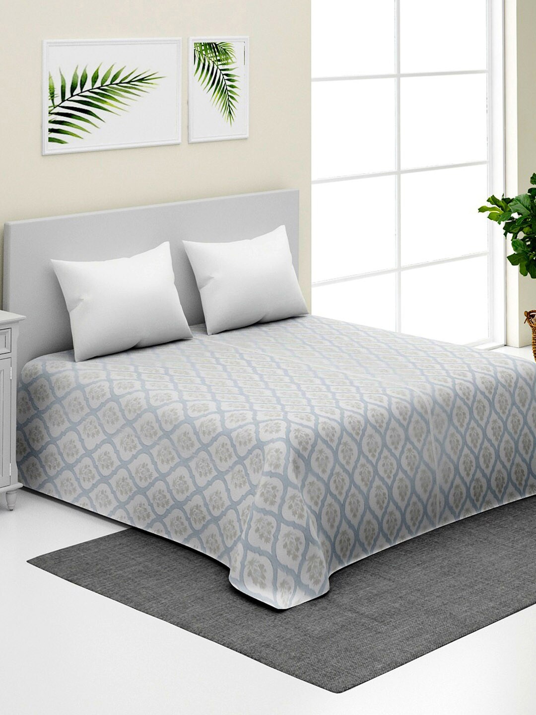 

Fabindia Blue & Off White Floral Printed Cotton Summer Double Bed Dohar