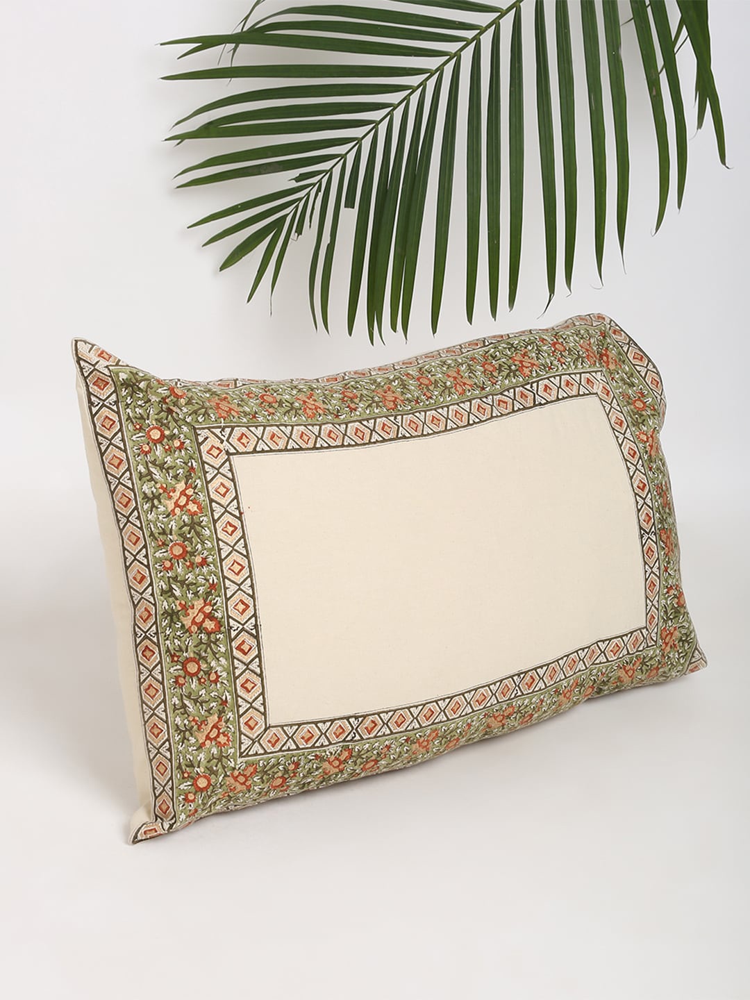 

Fabindia Set of 2 Rust & Green Printed Cotton Pillow Covers