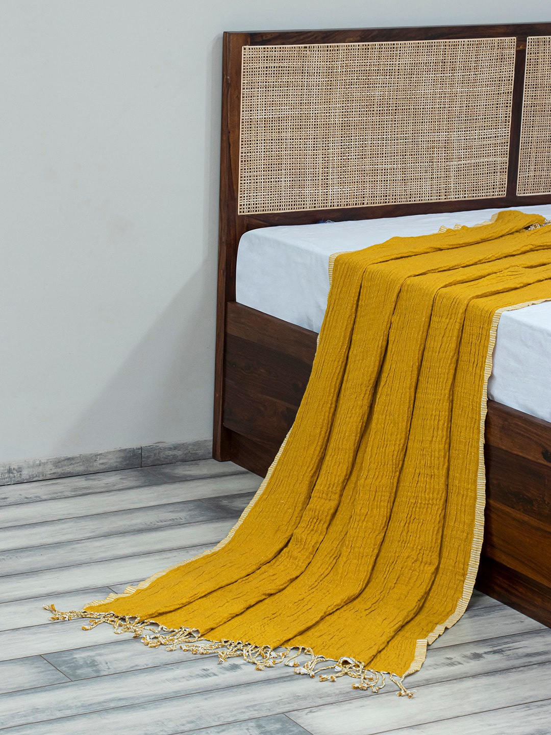 

Fabindia Mustard Woven Viscose Throw