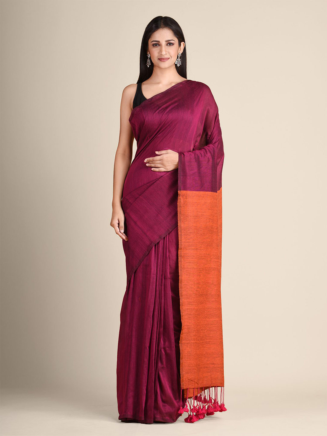 

Arhi Magenta & Rust Pure Cotton Saree