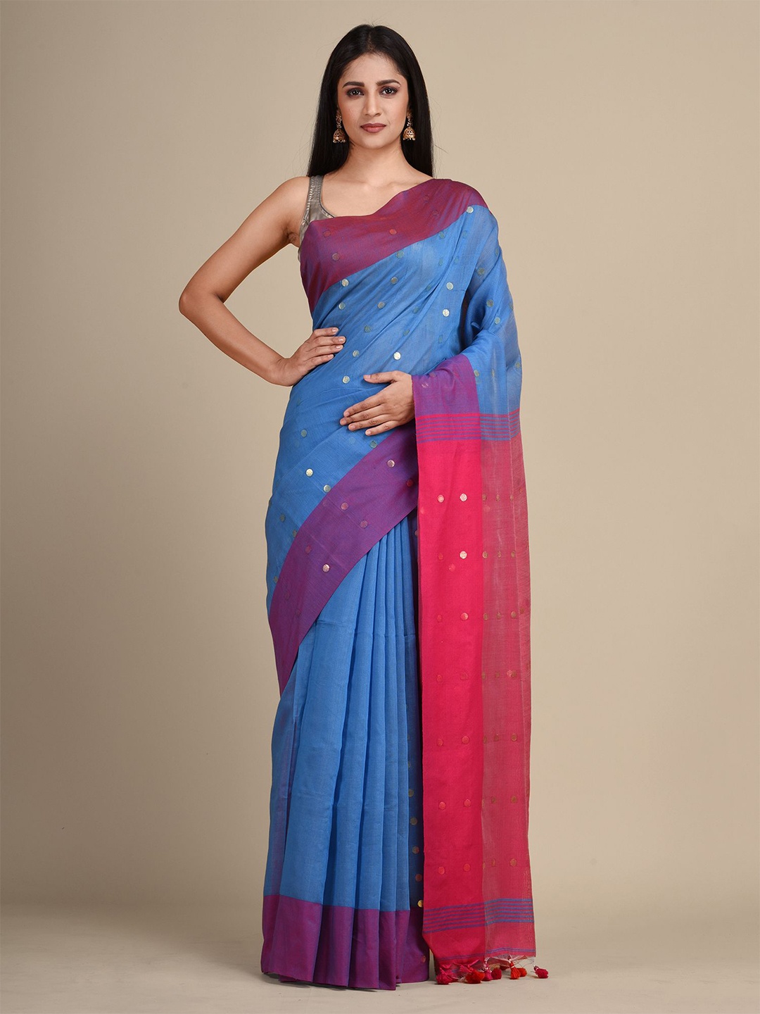 

Arhi Blue & Pink Woven Design Saree