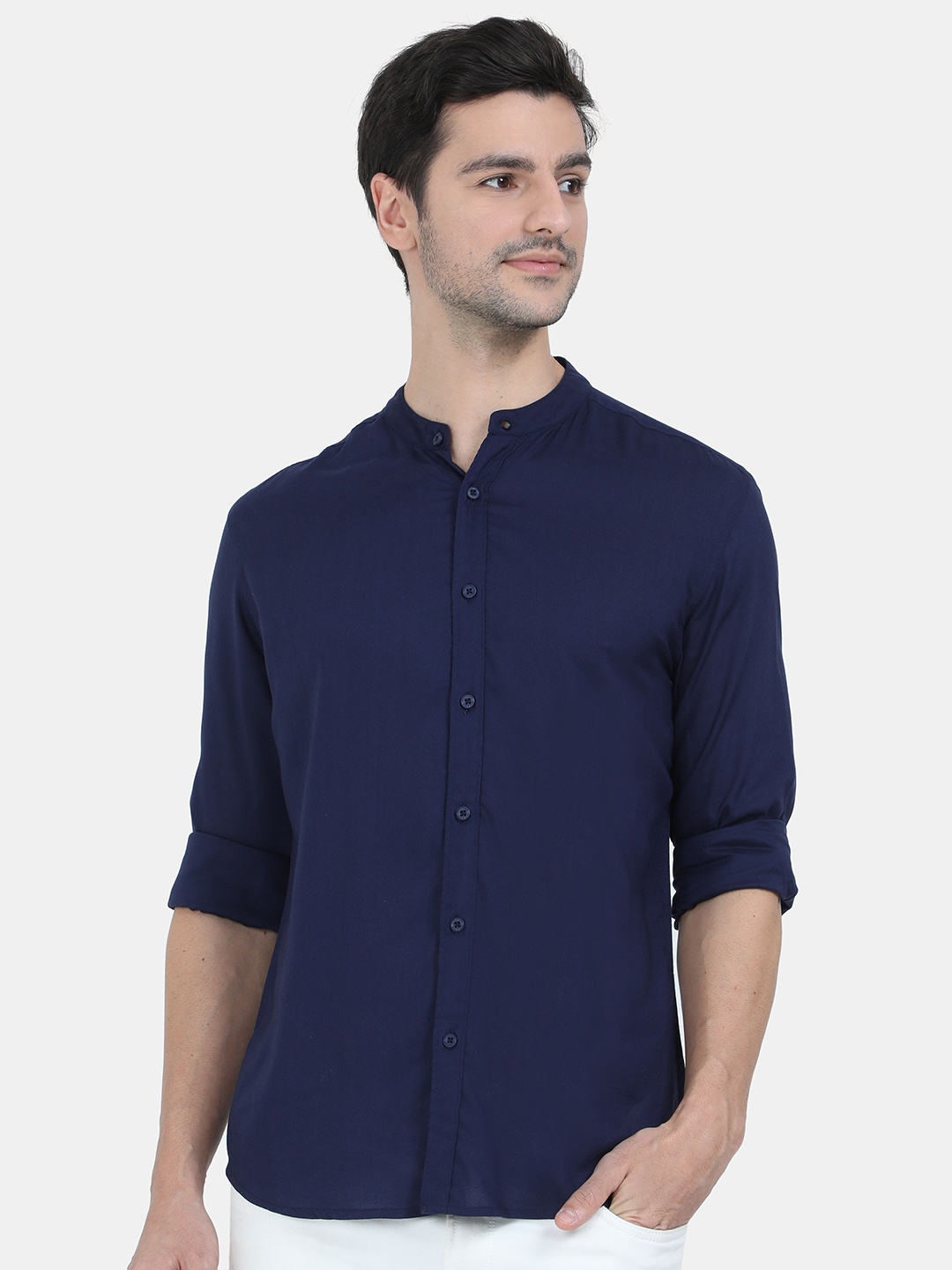 

HERE&NOW Men Navy Blue Slim Fit Opaque Casual Shirt