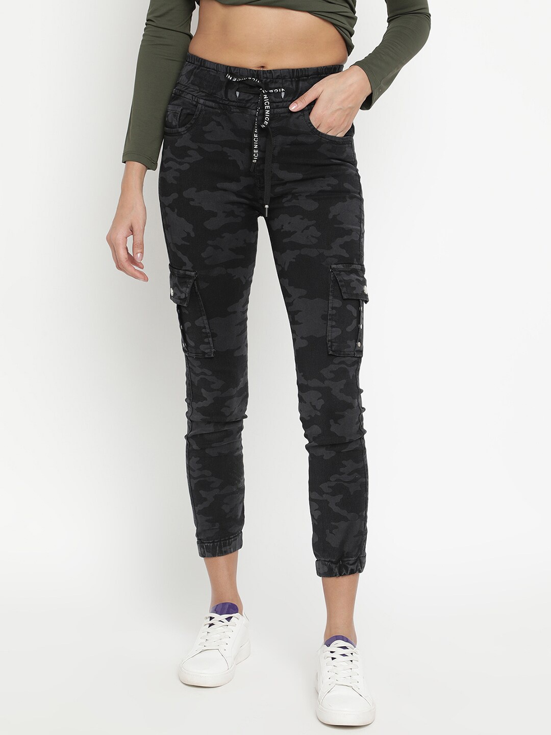 

V2 Value & Variety Women Grey Camouflage Printed Cotton Jeggings