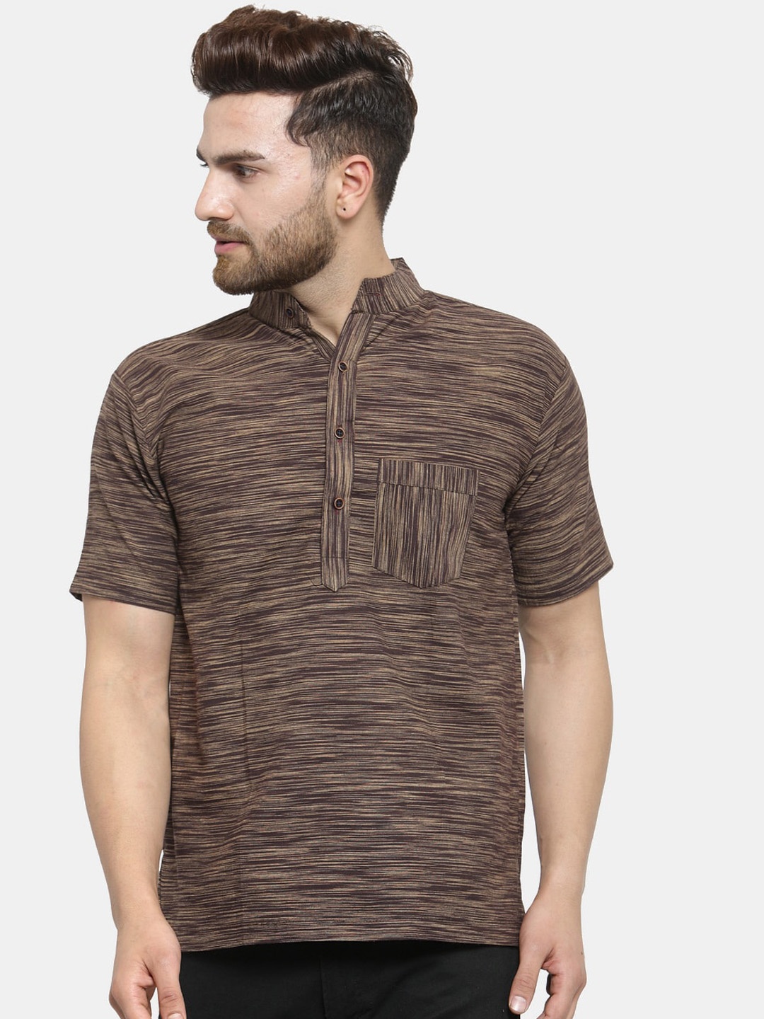 

Enchanted Drapes Men Brown Handloom Kurta
