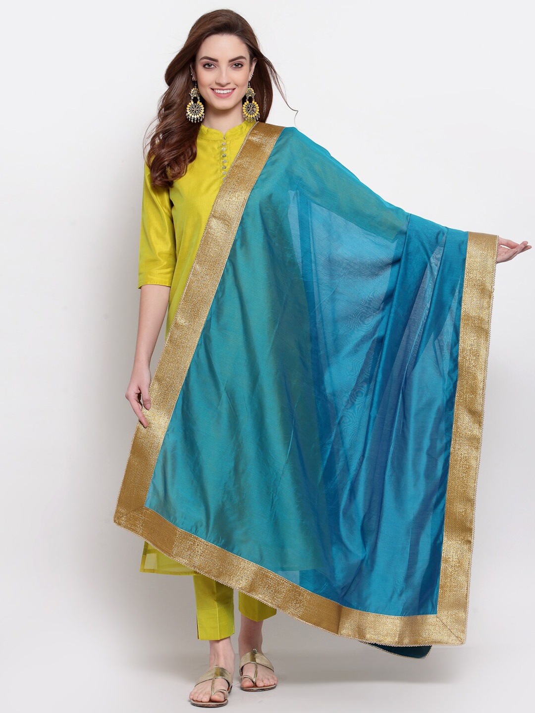 

Desi Weavess Blue Art Silk Dupatta