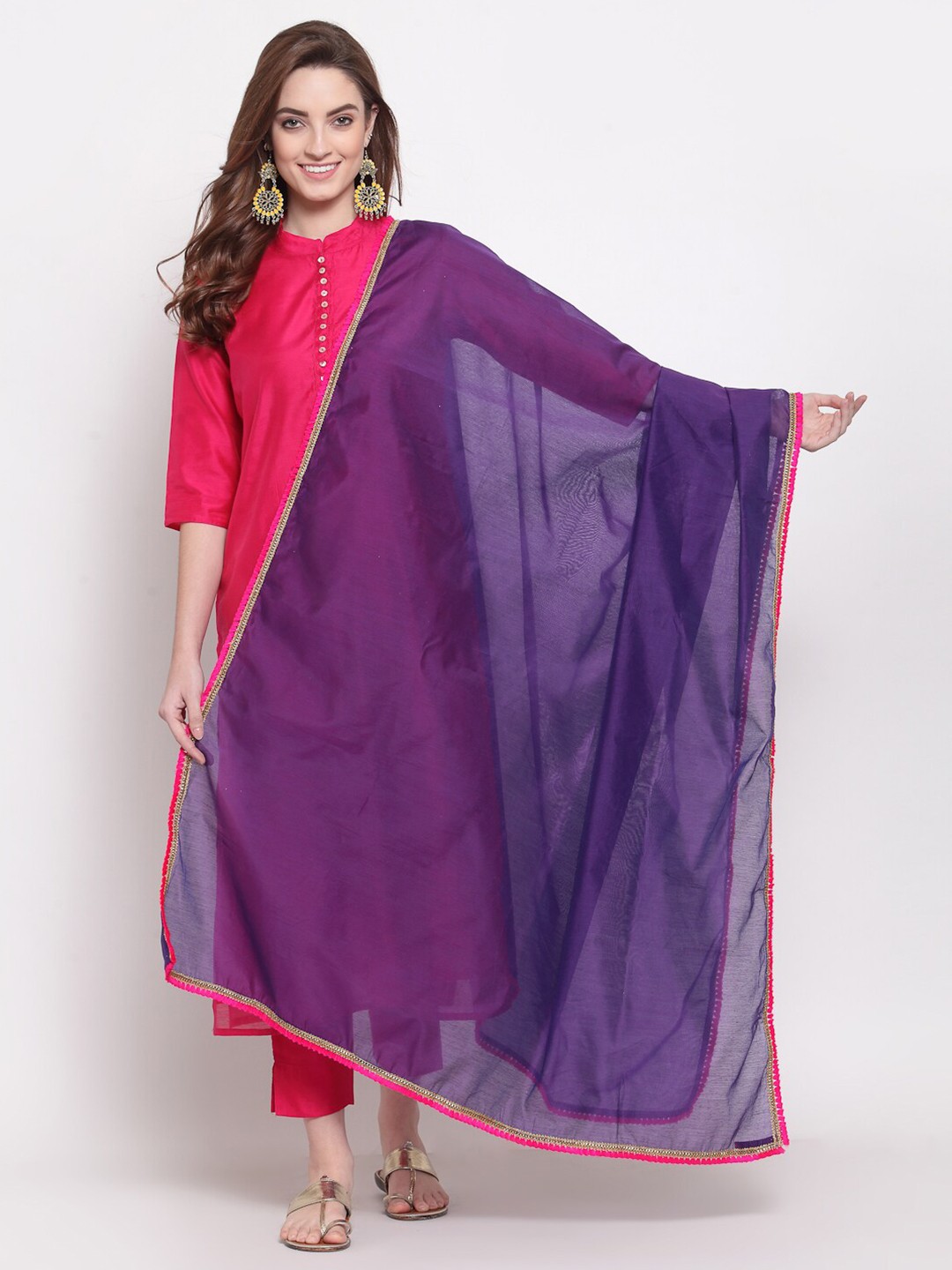 

Desi Weavess Purple & Pink Art Silk Dupatta