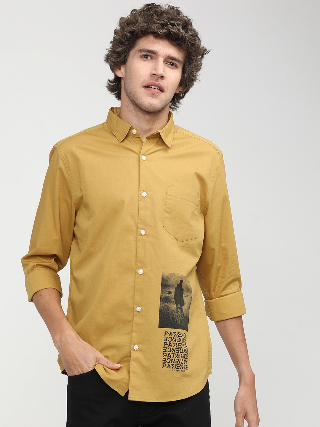 

HIGHLANDER Men Yellow Slim Fit Casual Shirt