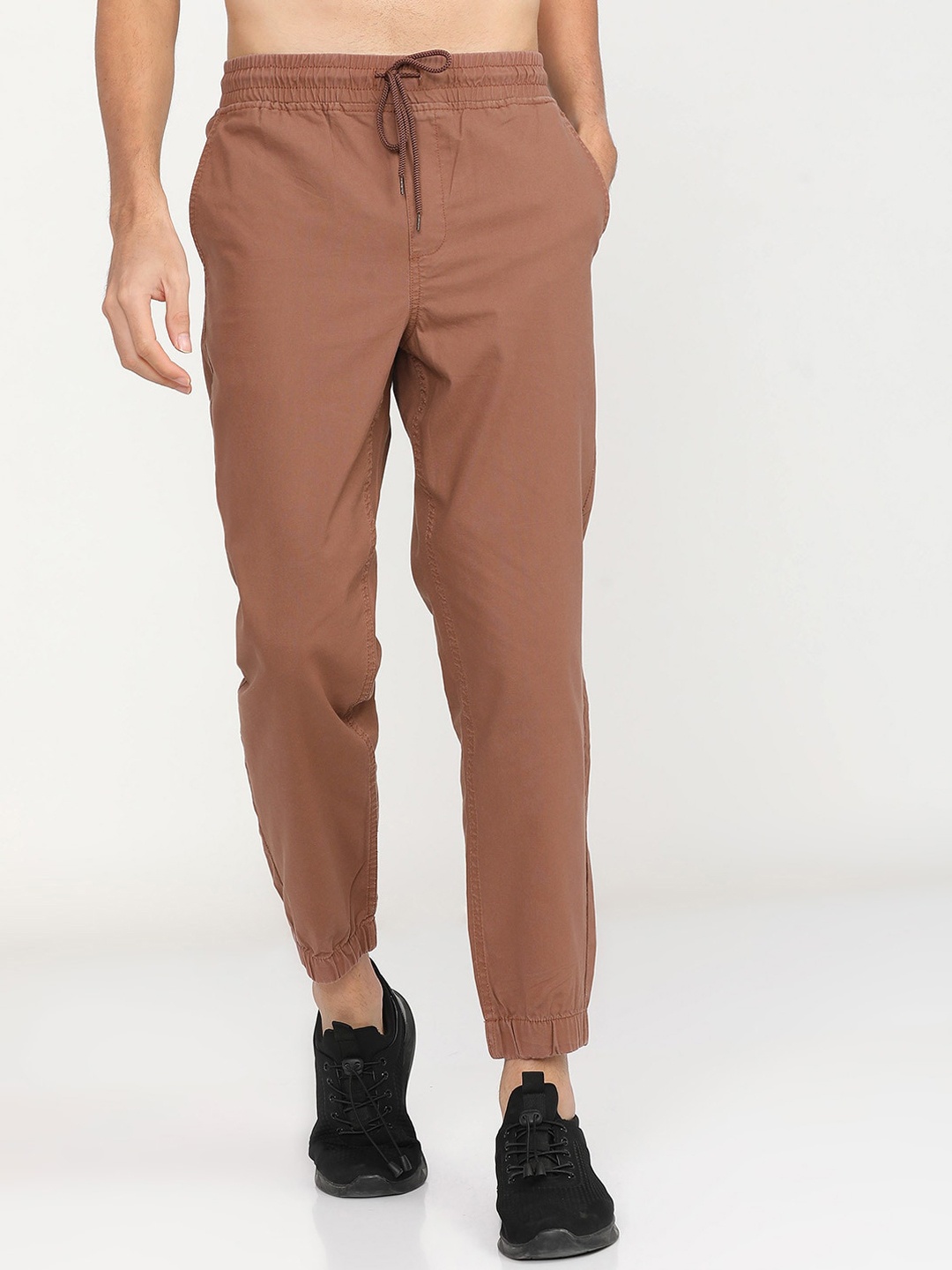 

HIGHLANDER Men Rust Slim Fit Cotton Joggers Trousers