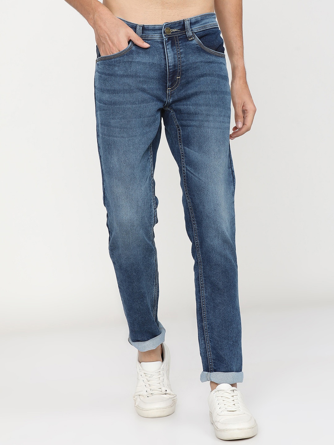 

LOCOMOTIVE Men Blue Slim Fit Light Fade Stretchable Jeans
