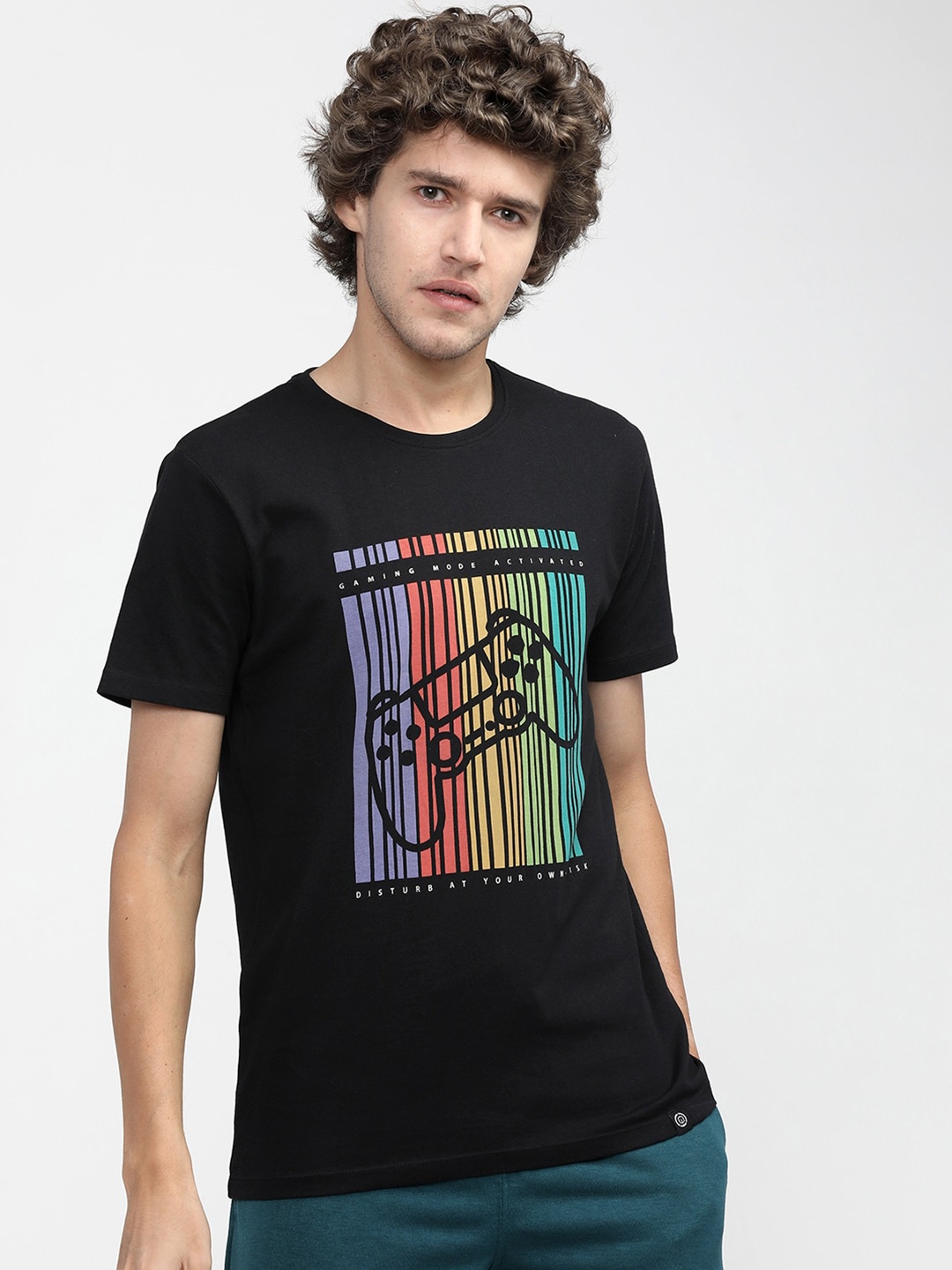 

LOCOMOTIVE Men Black Printed Slim Fit T-shirt