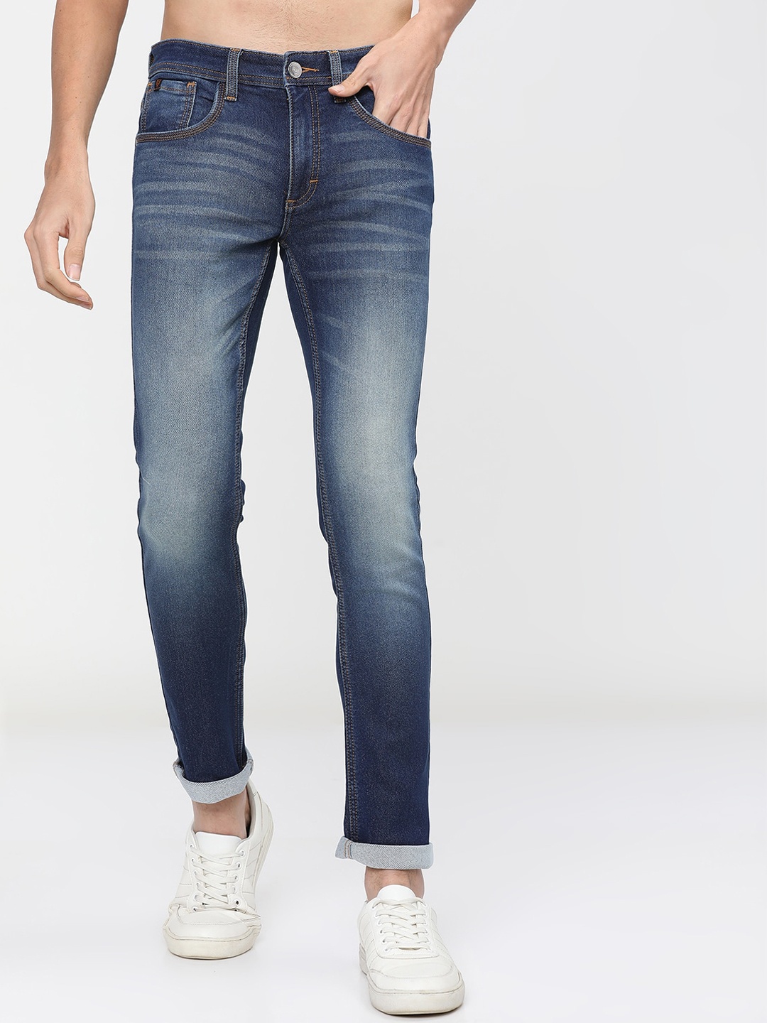 

LOCOMOTIVE Men Blue Slim Fit Heavy Fade Stretchable Jeans