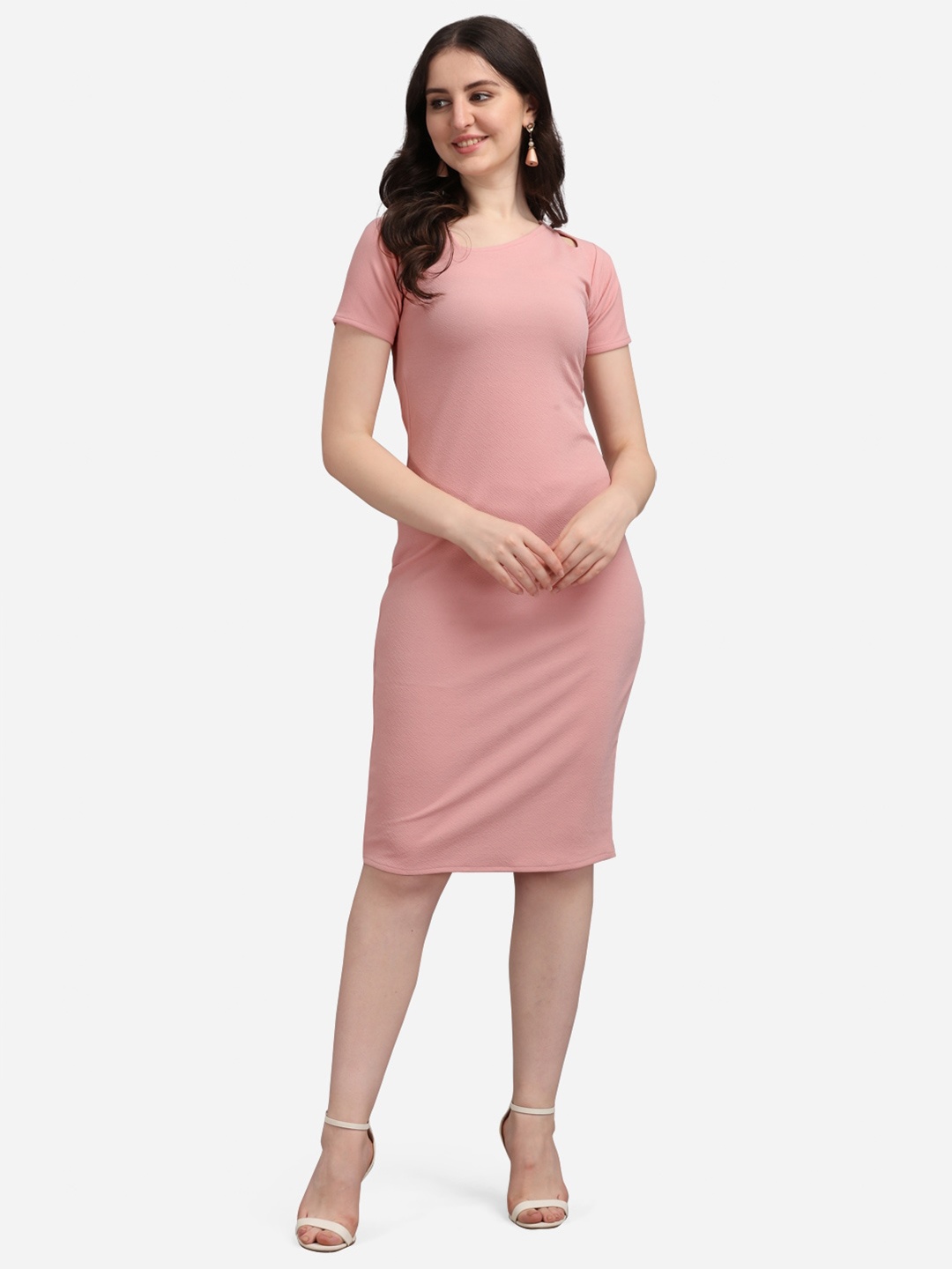 

PURVAJA Peach-Coloured Bodycon Dress