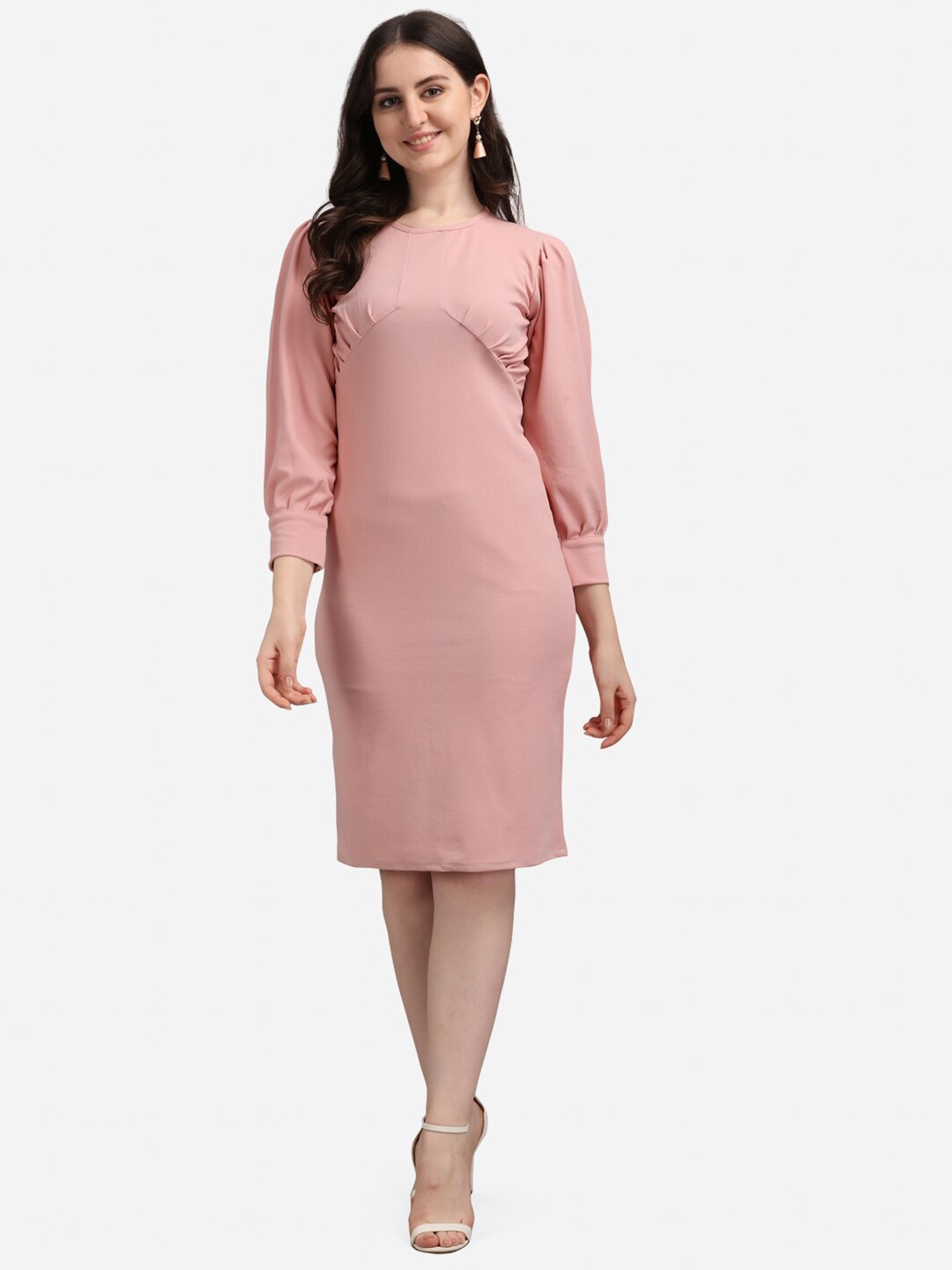 

PURVAJA Women Peach Solid Bodycon Dress