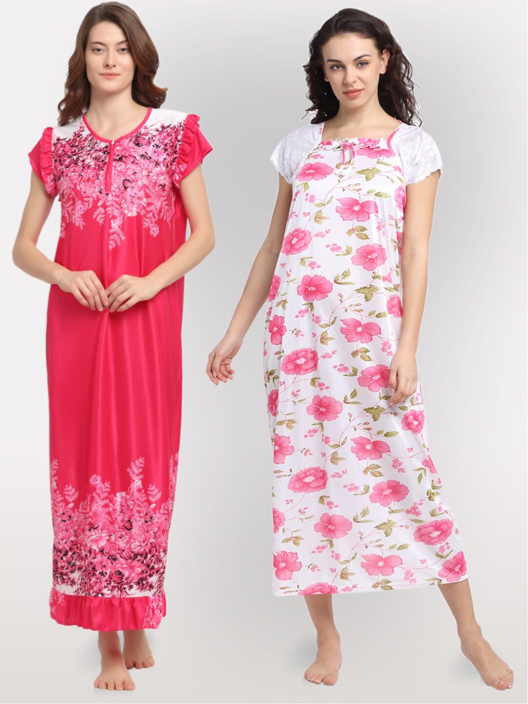 

NEUDIS Pack of 2 Printed Maxi Nightdress, Pink