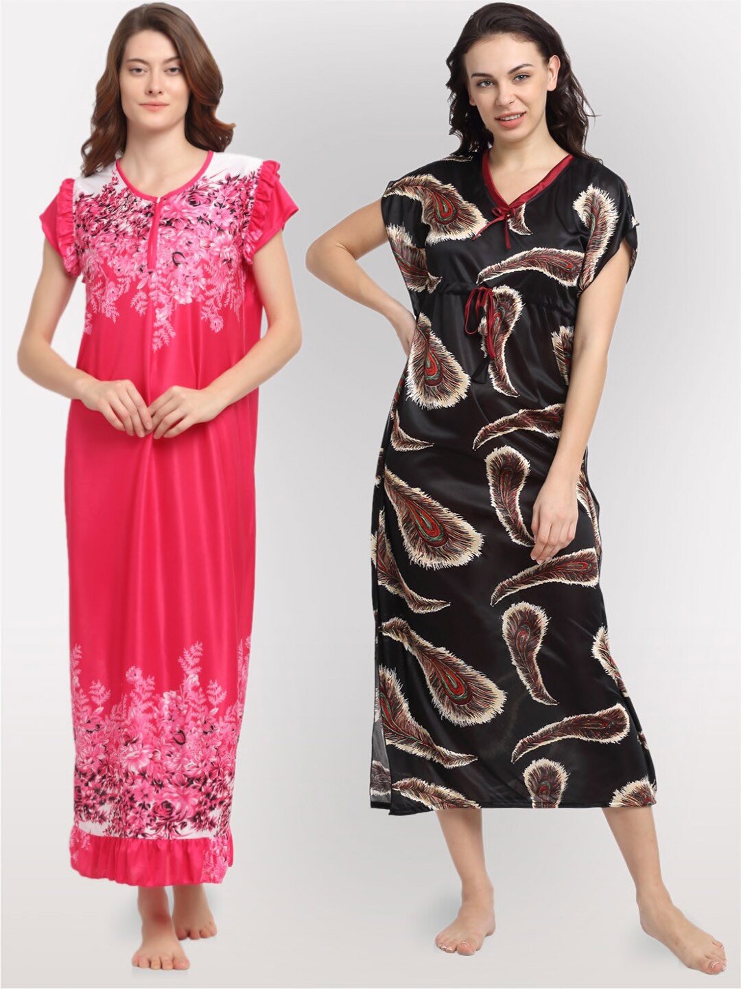 

NEUDIS Pack of 2 Printed Maxi Nightdress, Pink