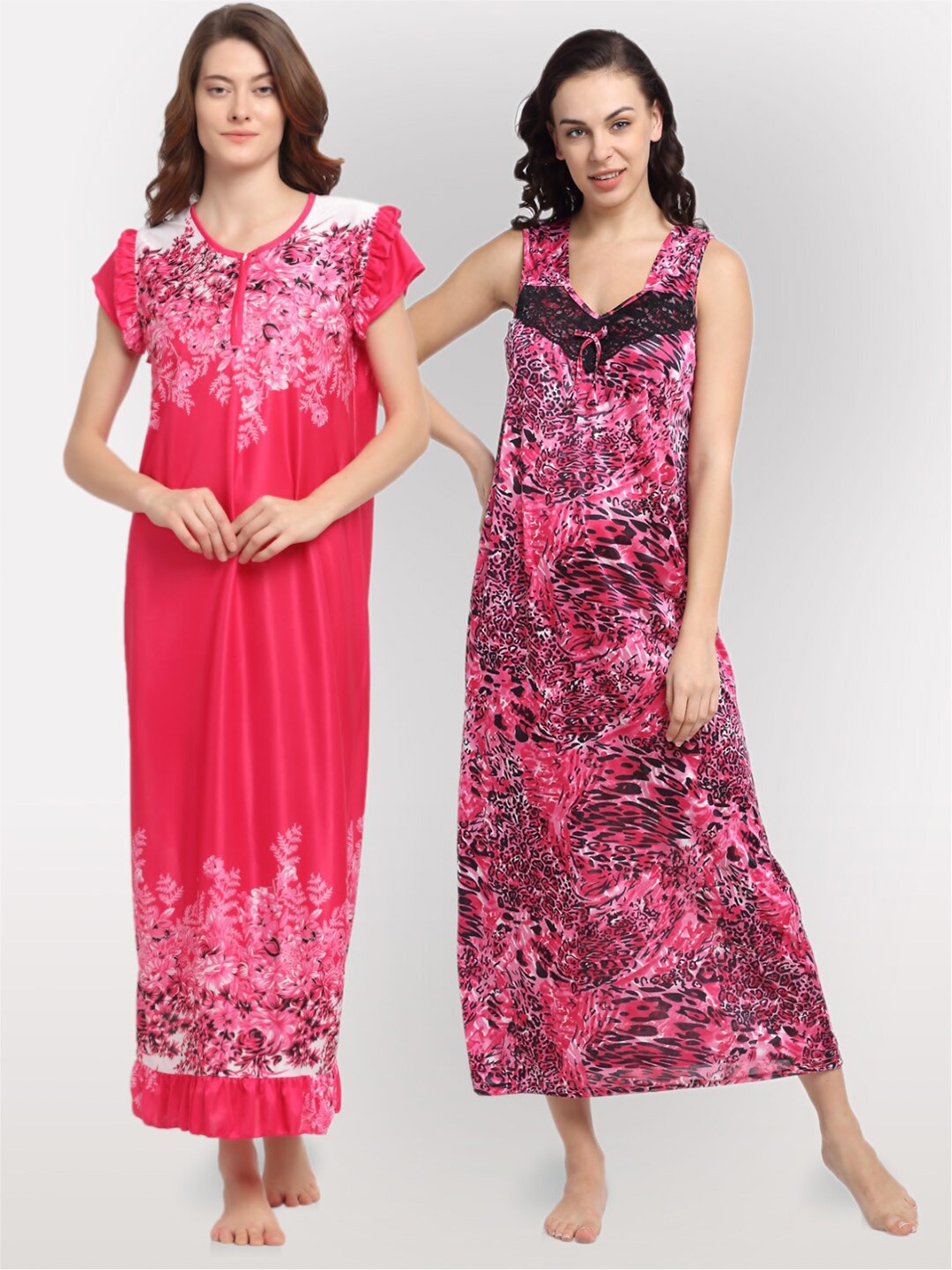 

NEUDIS Set of 2 Pink Printed Maxi Nightdress
