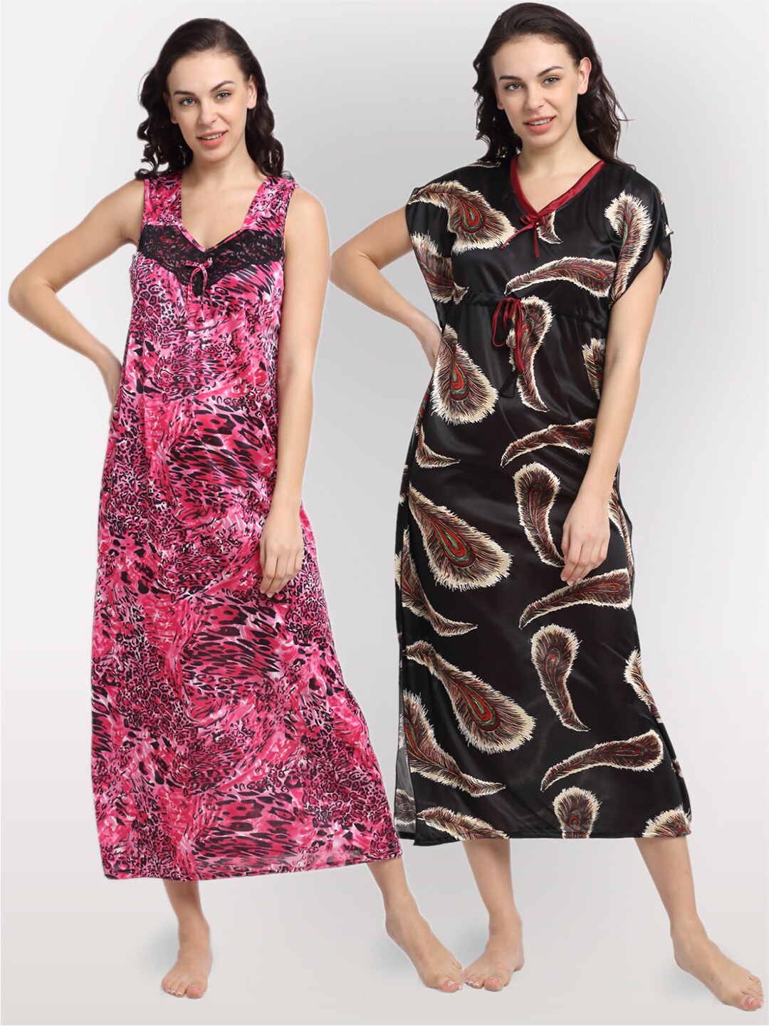 

NEUDIS Pack of 2 Printed Maxi Nightdress, Pink