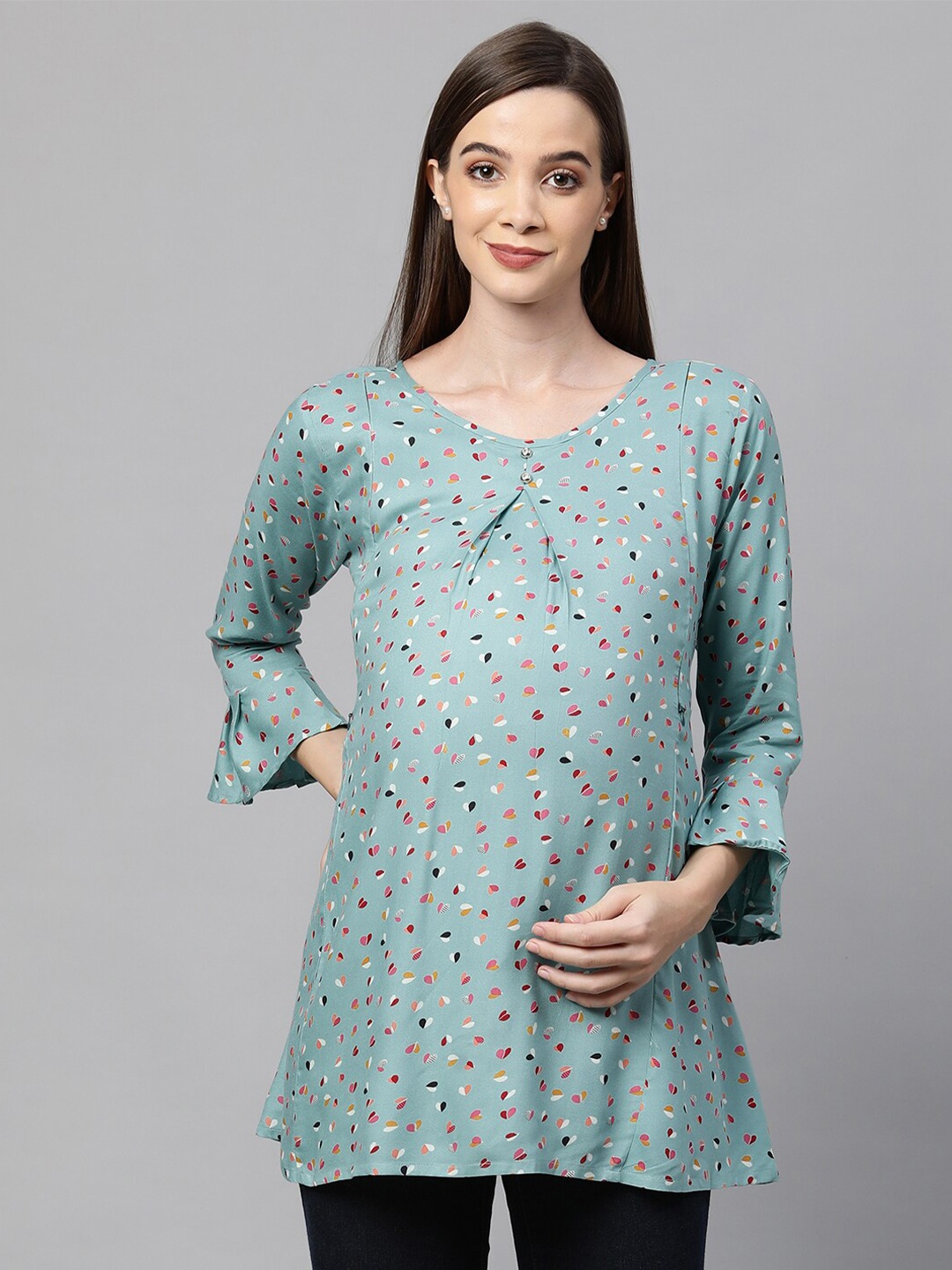 

MomToBe Green Regular Nursing Top