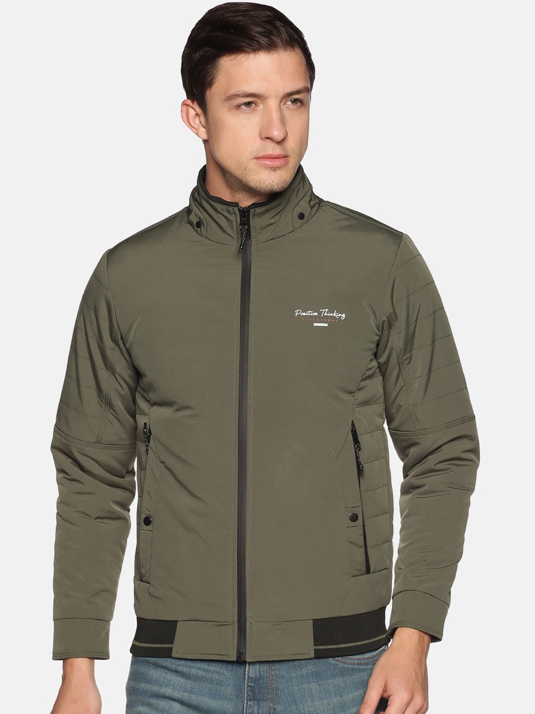 

SHOWOFF Men Olive Green Windcheater Outdoor Puffer Jacket