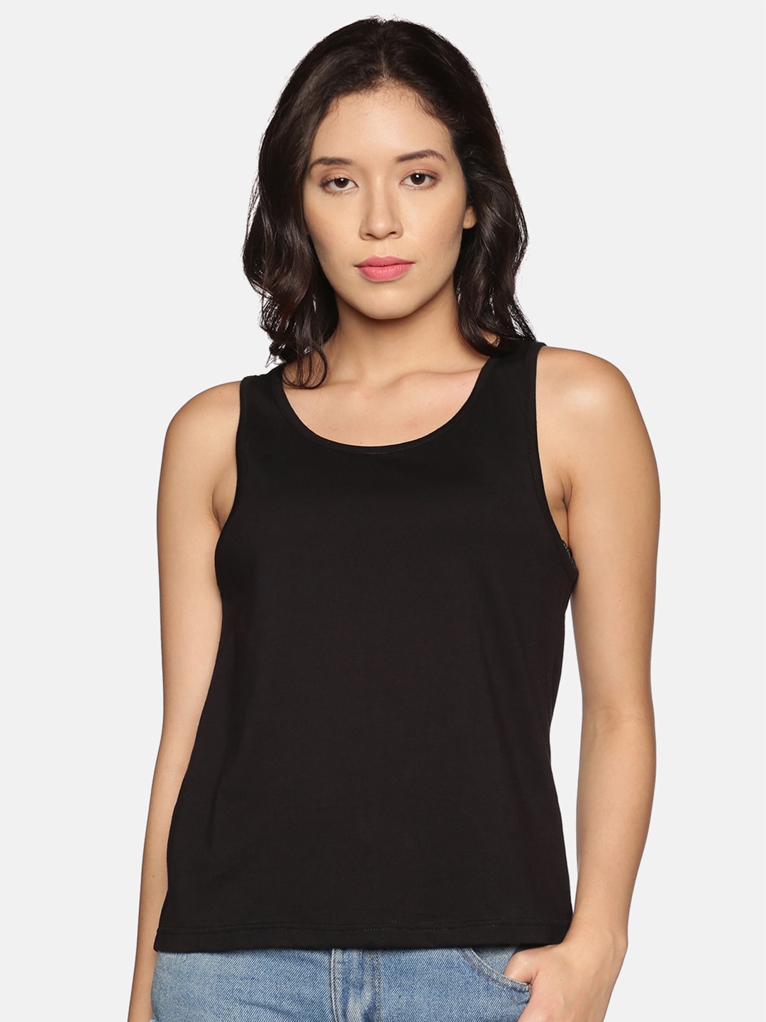 

BEVERLY BLUES Black Solid Tank Top