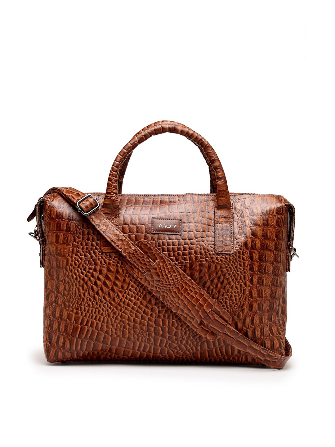 

IMUR Unisex Brown Textured Leather Laptop Bag