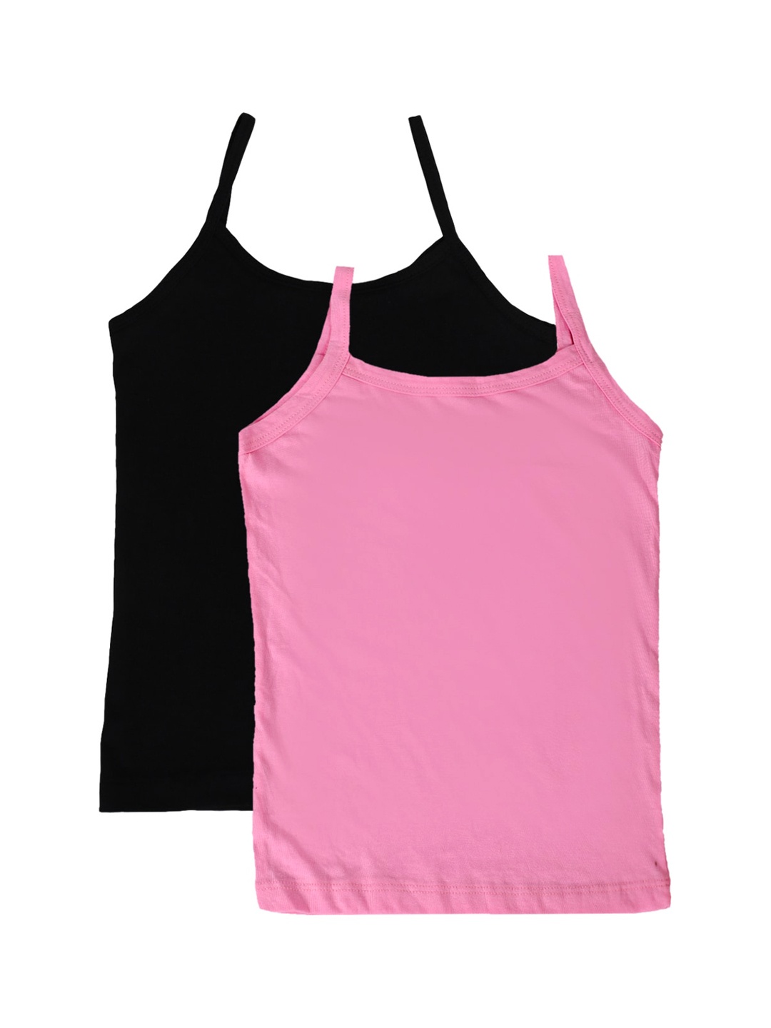 

YK Girls Pack Of 2 Solid Cotton Camisoles, Pink