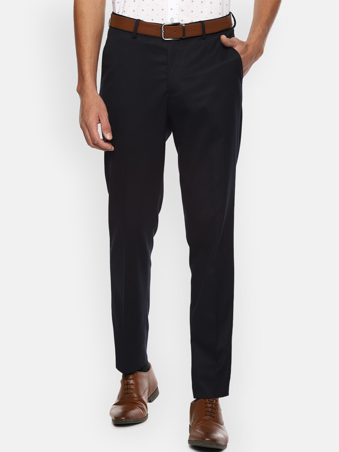 

Louis Philippe Men Navy Blue Slim Fit Formal Trousers