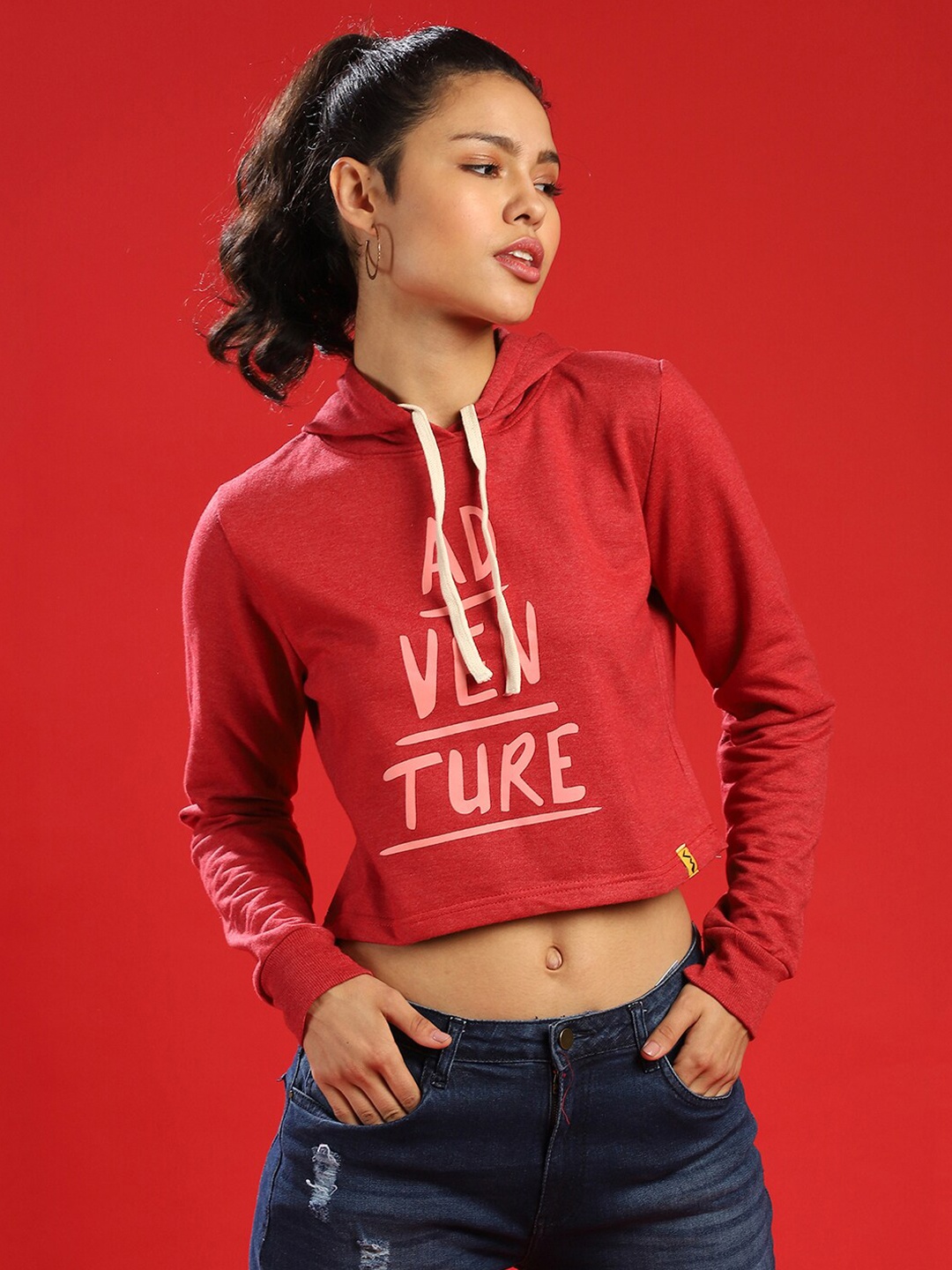 

Campus Sutra Women Maroon Printed Sweatshirt
