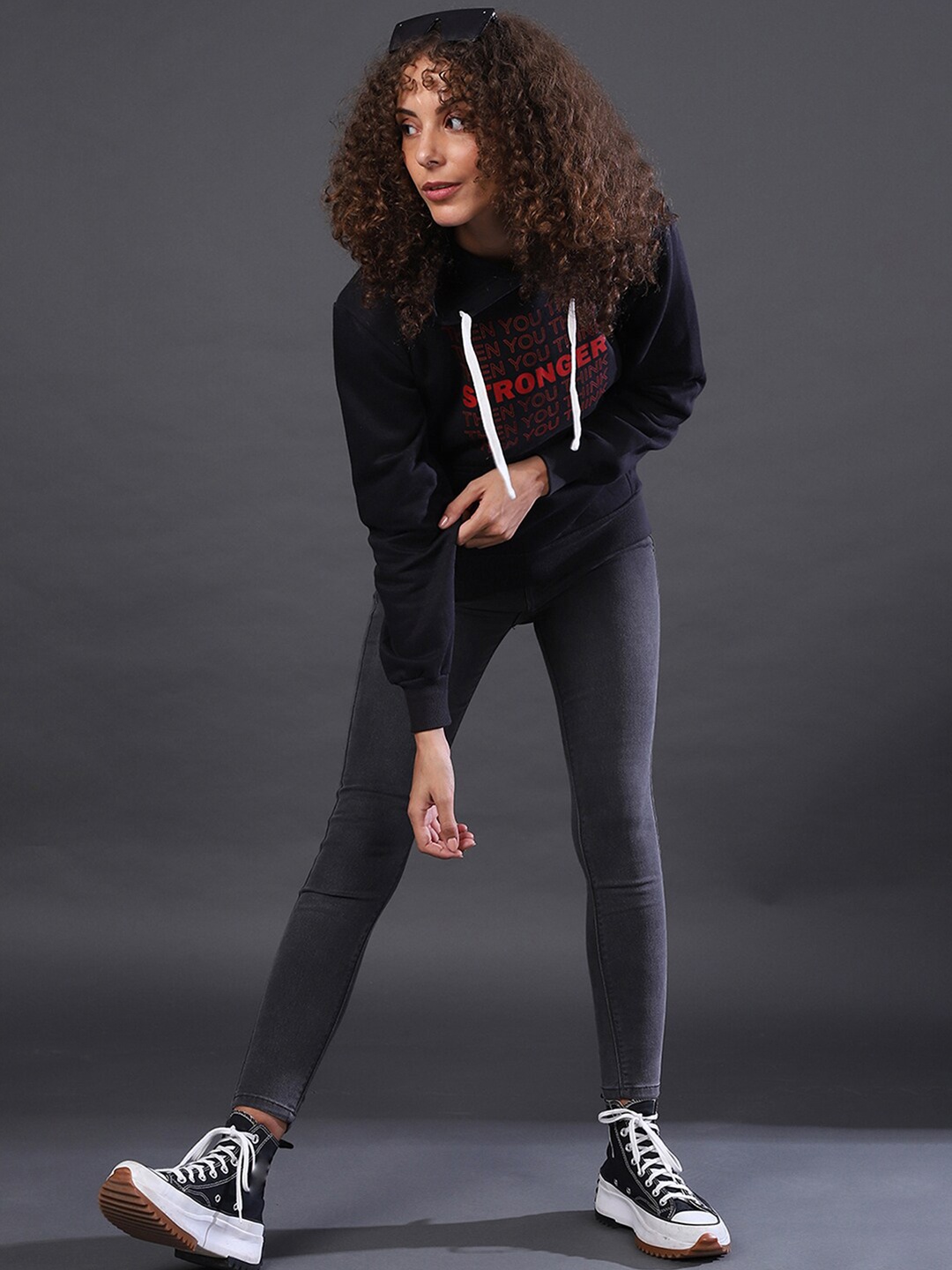 

Campus Sutra Women Black Sweatshirt