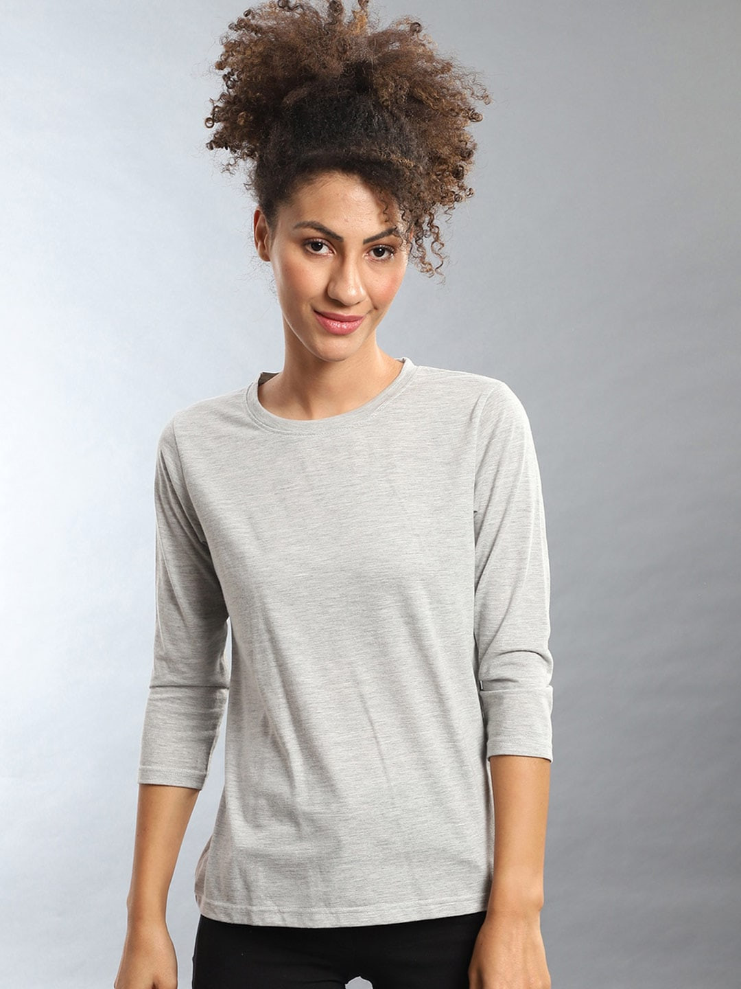 

Campus Sutra Grey Solid Regular Top