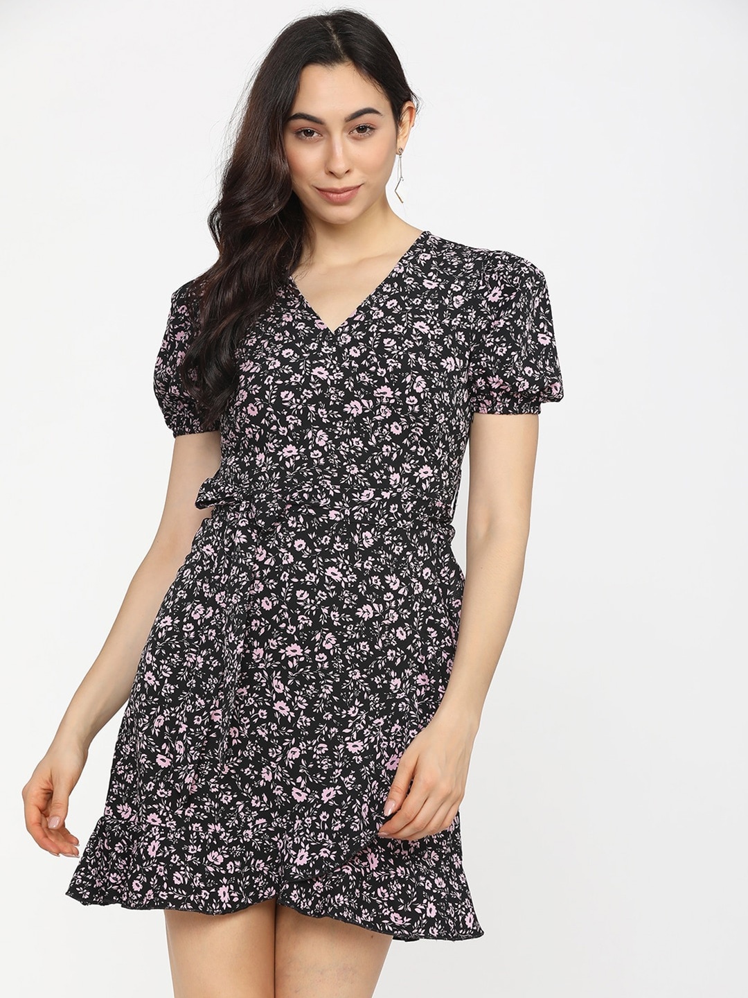 

Tokyo Talkies Black Floral Printed Fit & Flared Dress