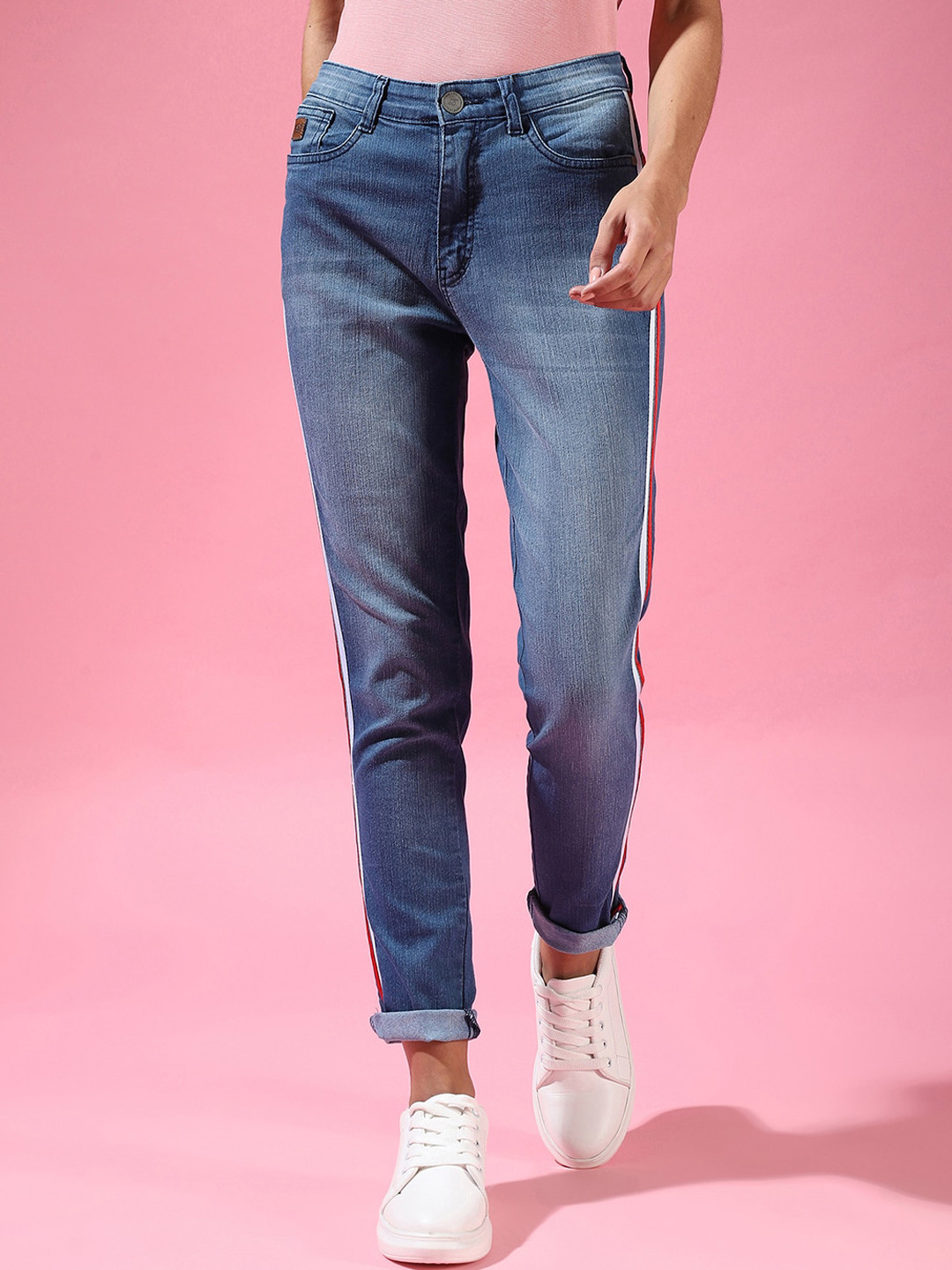 

Campus Sutra Women Navy Blue Slim Fit Heavy Fade Jeans