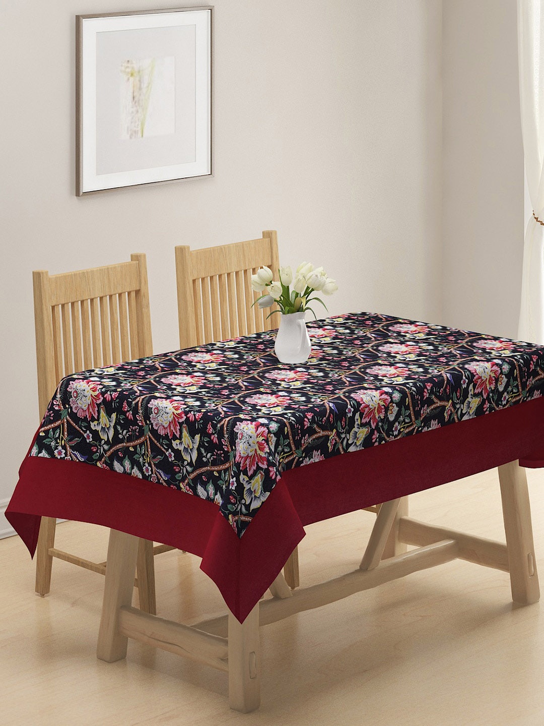 

Rajasthan Decor Black & Red Printed Pure Cotton Table Cover