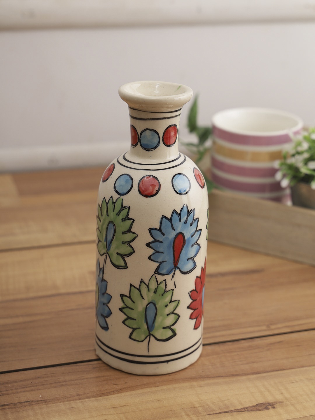 

Aapno Rajasthan White & Blue Printed Ceramic Vase