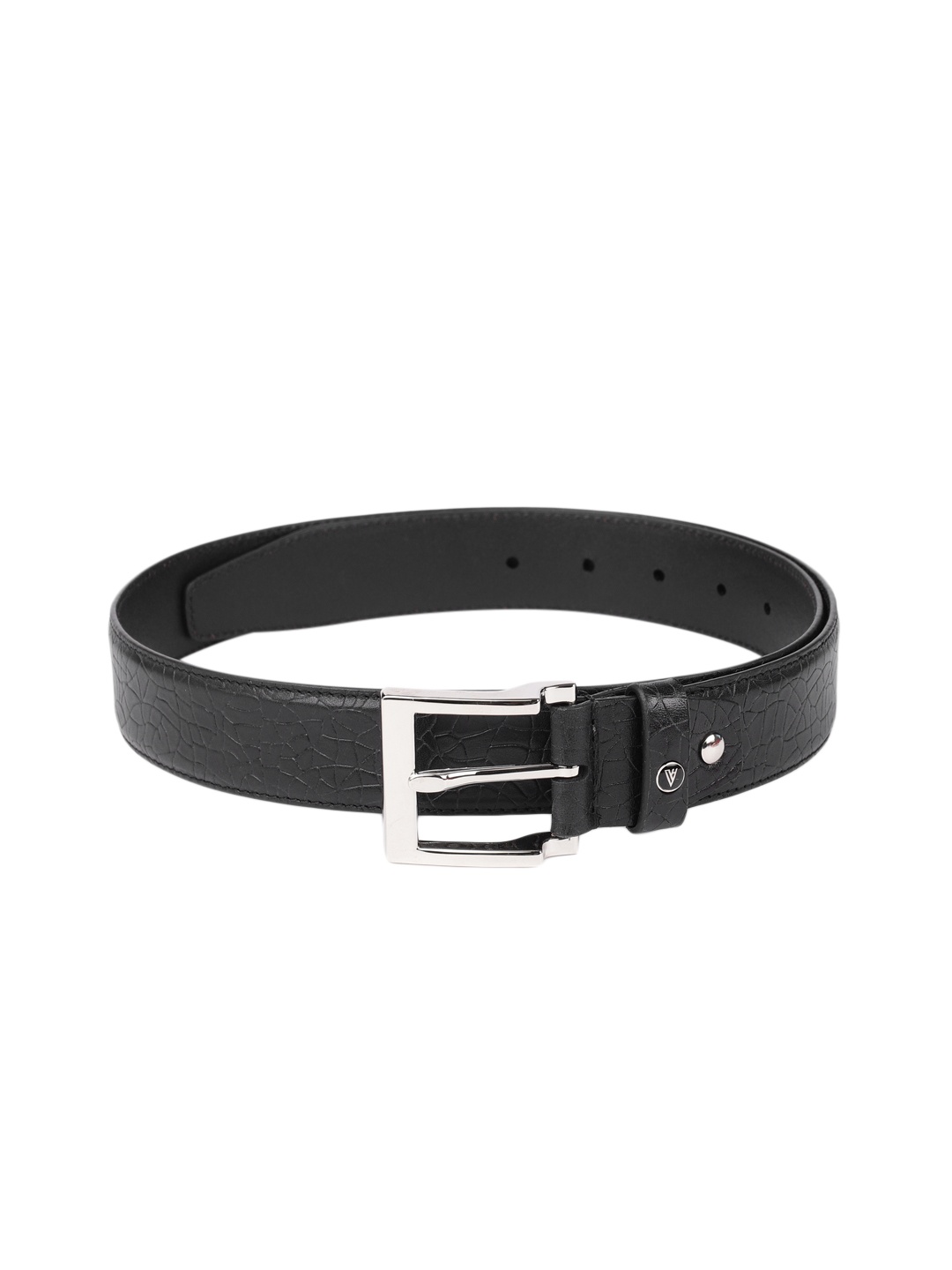 

Van Heusen Men Black Textured Single Leather Casual Belt