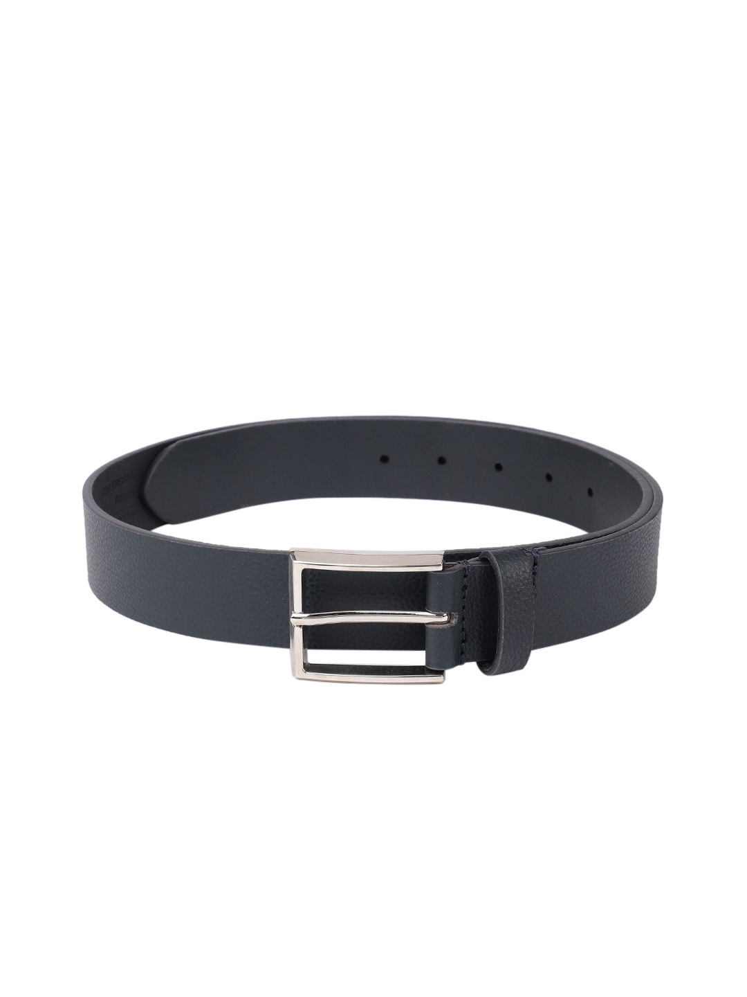 

Van Heusen Men Navy Blue Textured Single Leather Casual Belt