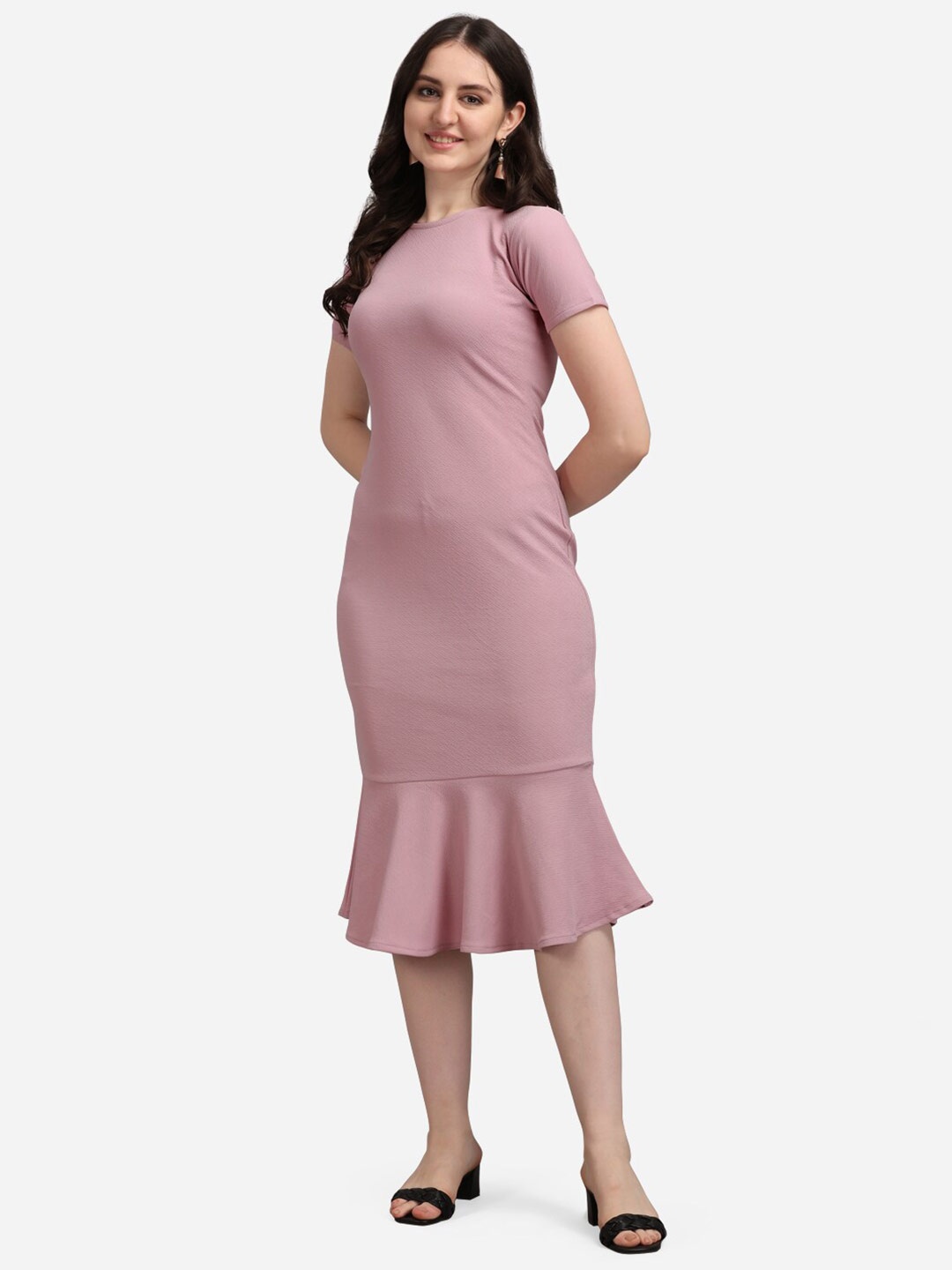 

PURVAJA Violet Bodycon Midi Dress