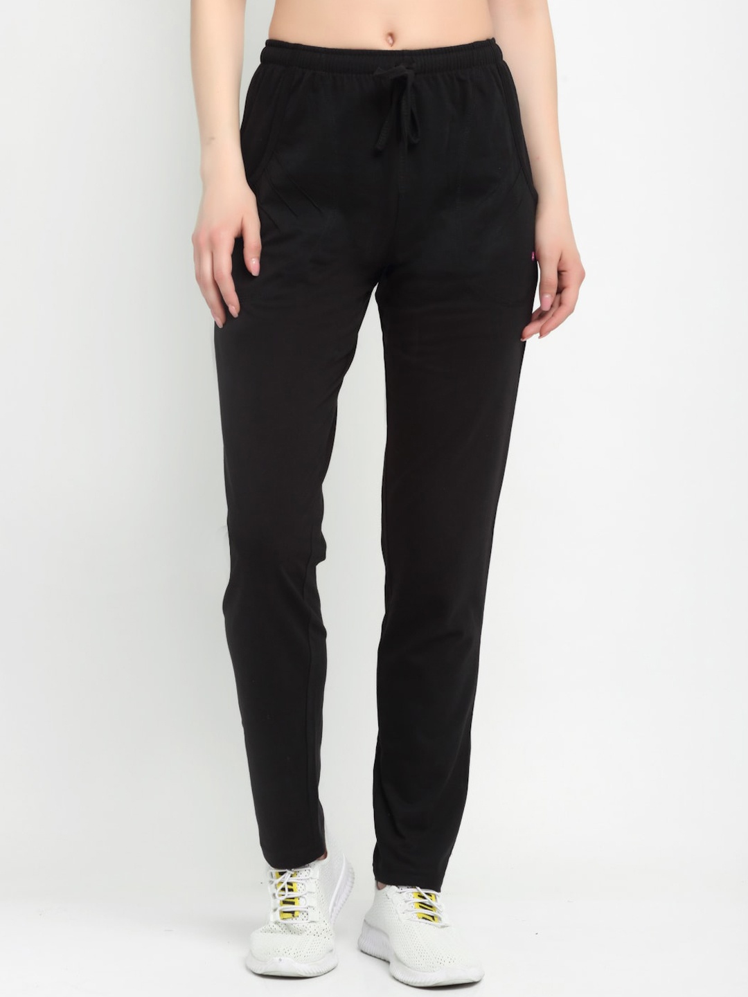 

ANTI CULTURE Women Black Solid Cotton Track Pants