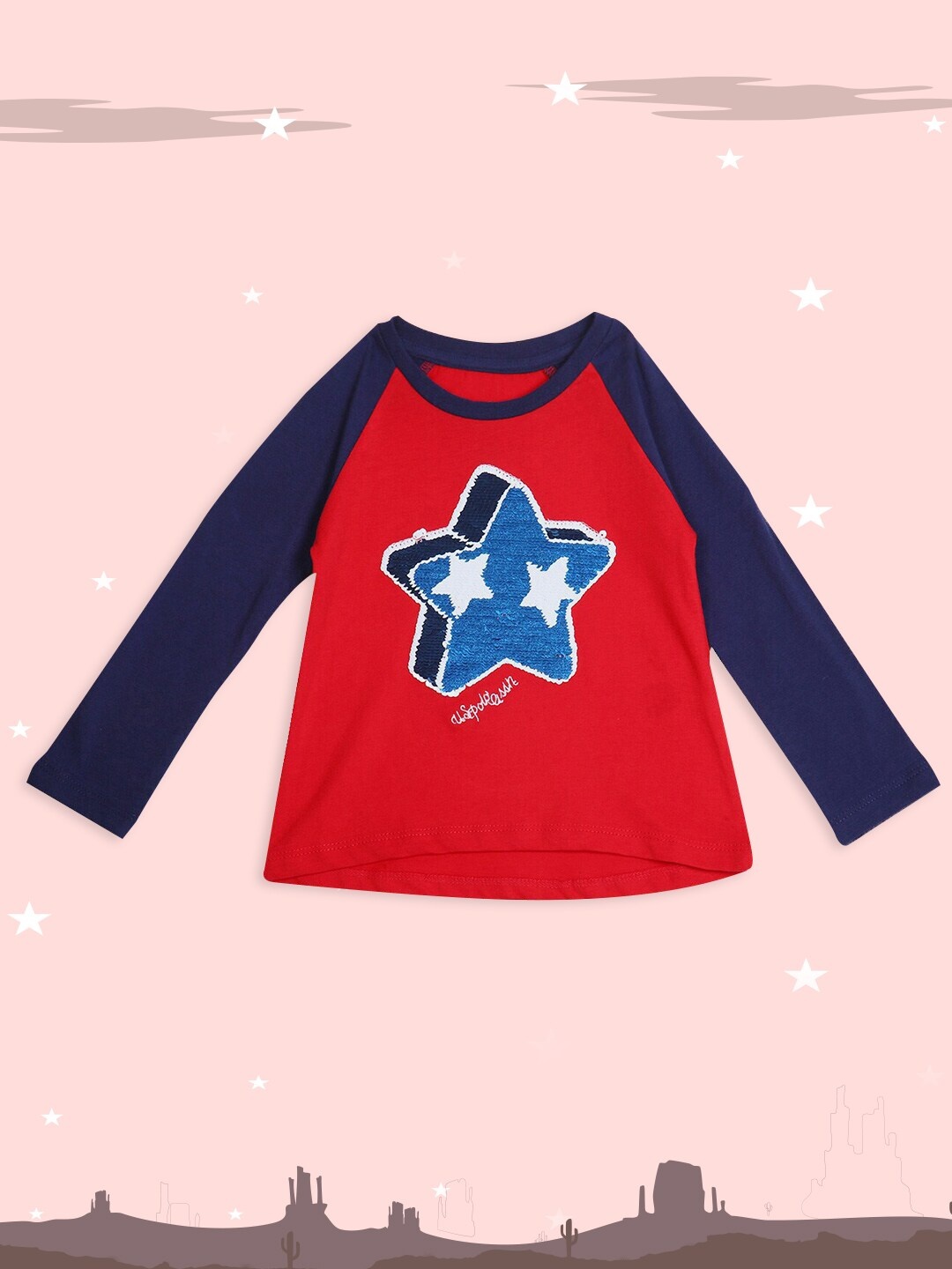 

U.S. Polo Assn. Kids Girls Red & Blue Embellished T-shirt