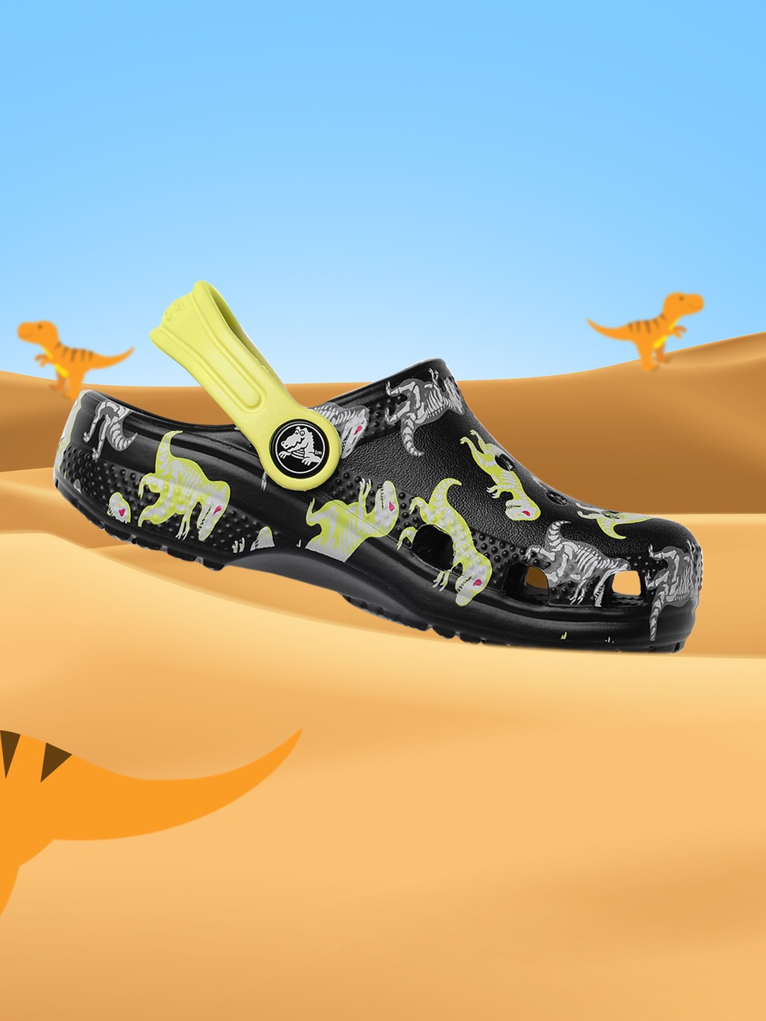 

Crocs Kids Black & Yellow Printed Classic Easy Icon Clogs
