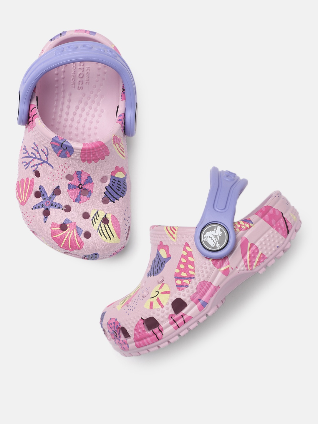 

Crocs Unisex Kids Pink Printed Classic Pool Party Croslite Clogs