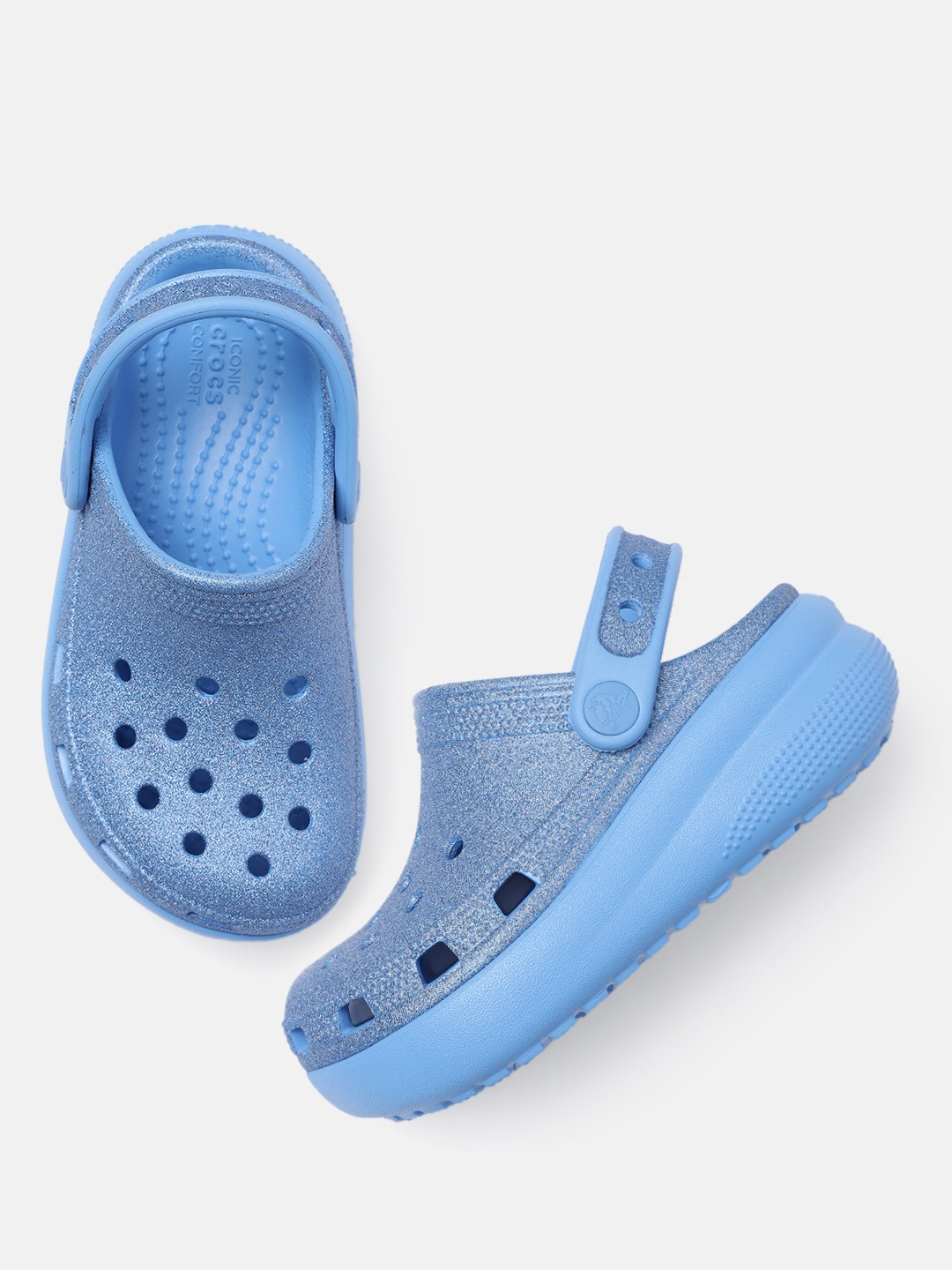 

Crocs Unisex Kids Glitter Embellished Croslite Clogs With Cut-Out Detail, Blue