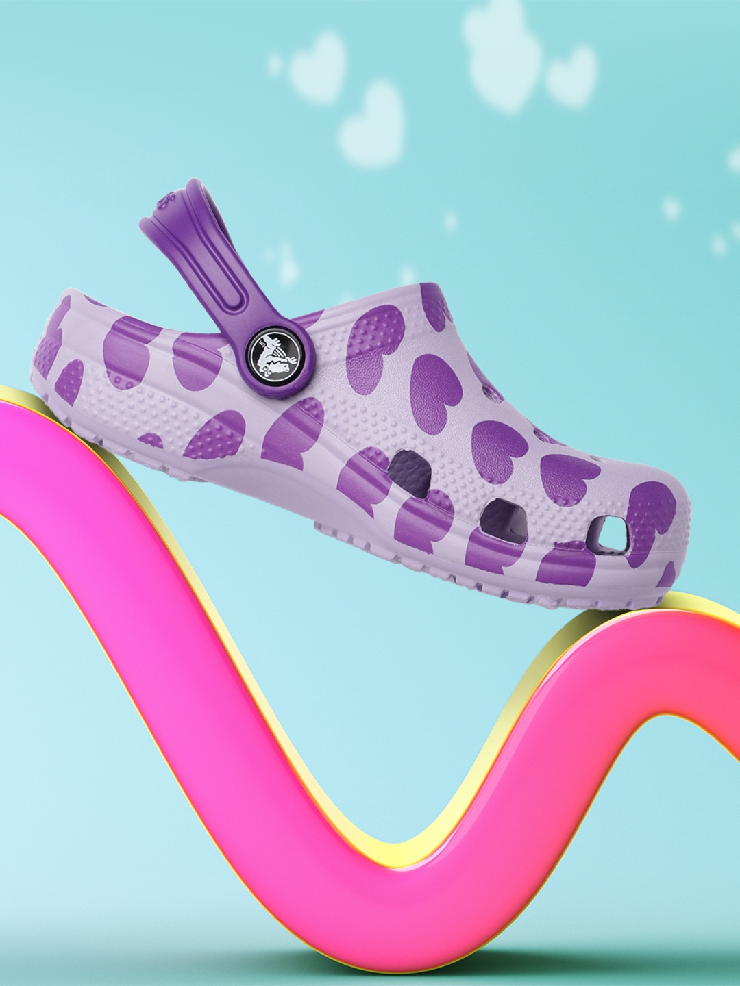 

Crocs Kids Purple Printed Classic Easy Icon K Lav Croslite Clogs